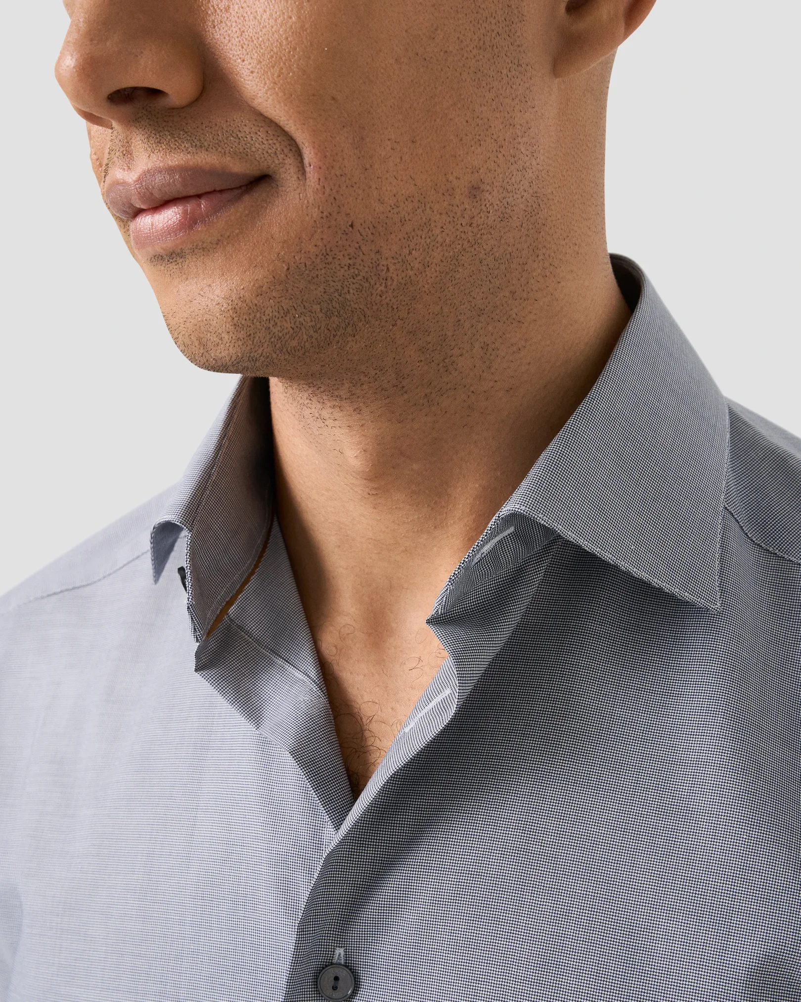 Eton - navy blue check supima 120 shirt