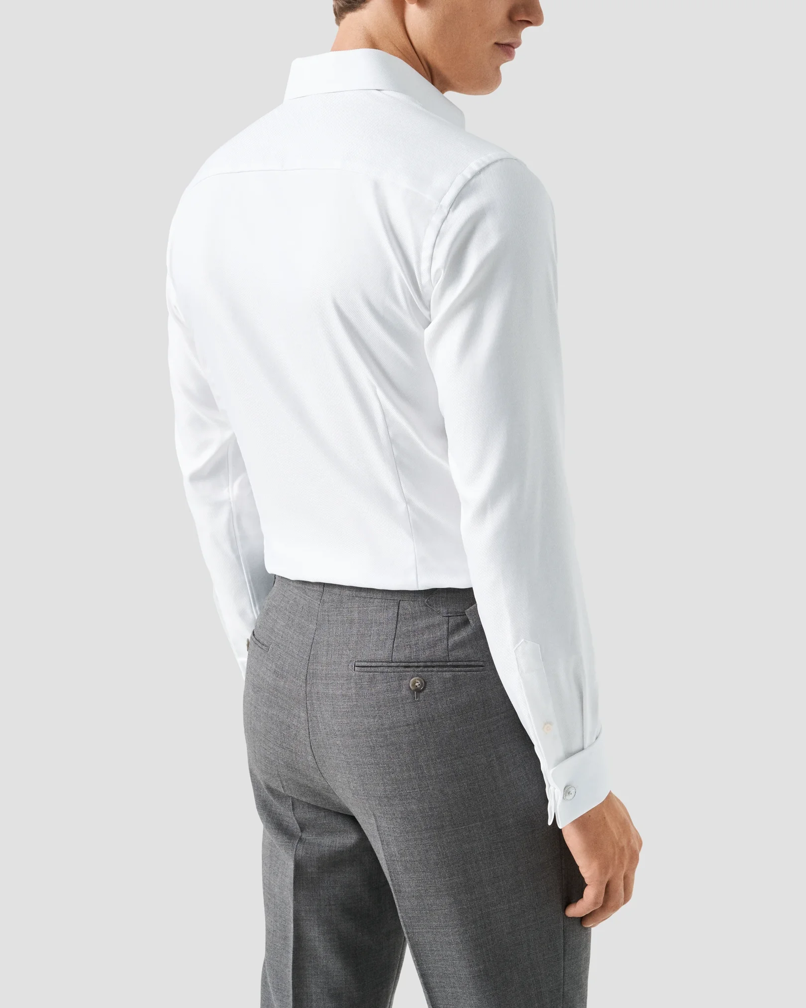Eton - White Textured Twill Shirt – French Cuffs