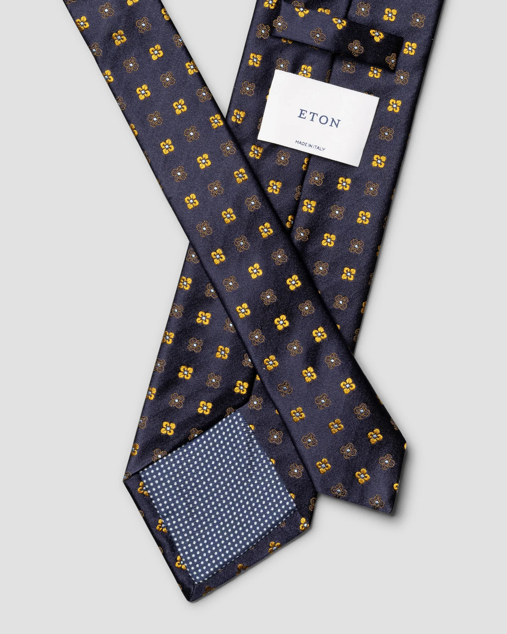 Eton - micro floral woven silk tie yellow