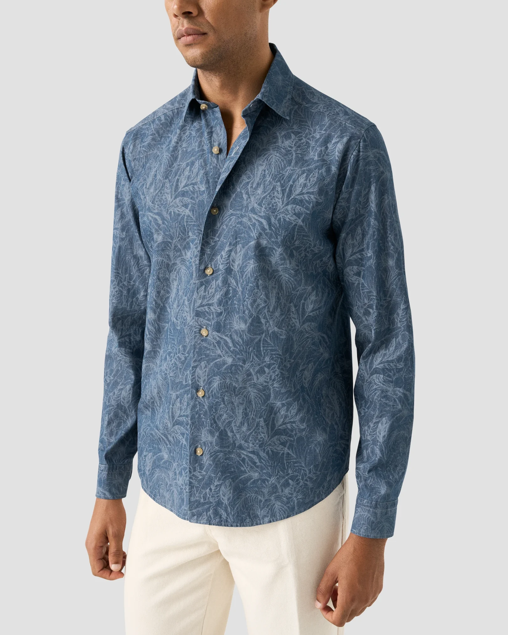 Eton - floral denim print shirt