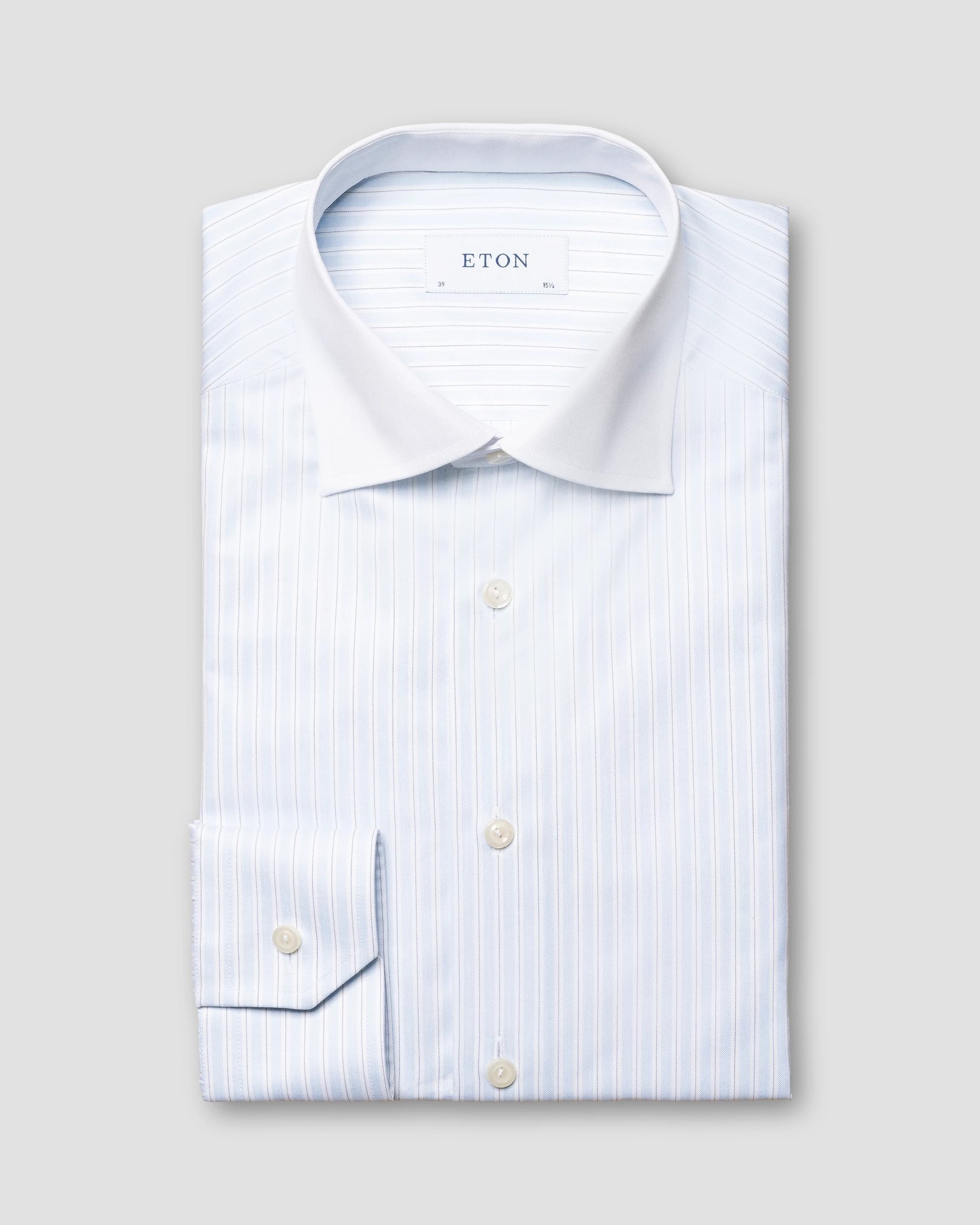 Eton - light blue striped signature twill shirt