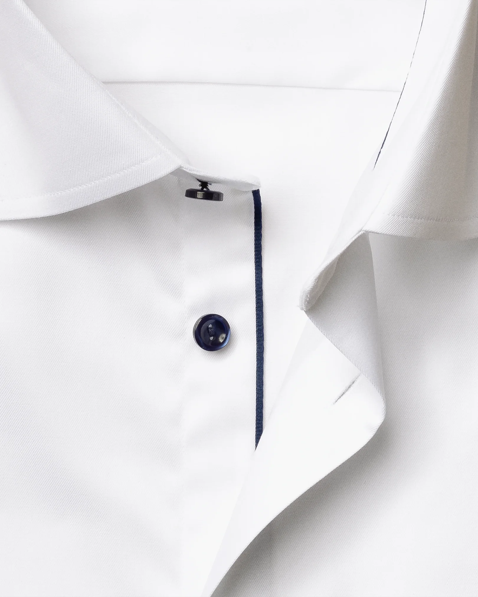 Eton - white twill shirt with navy details