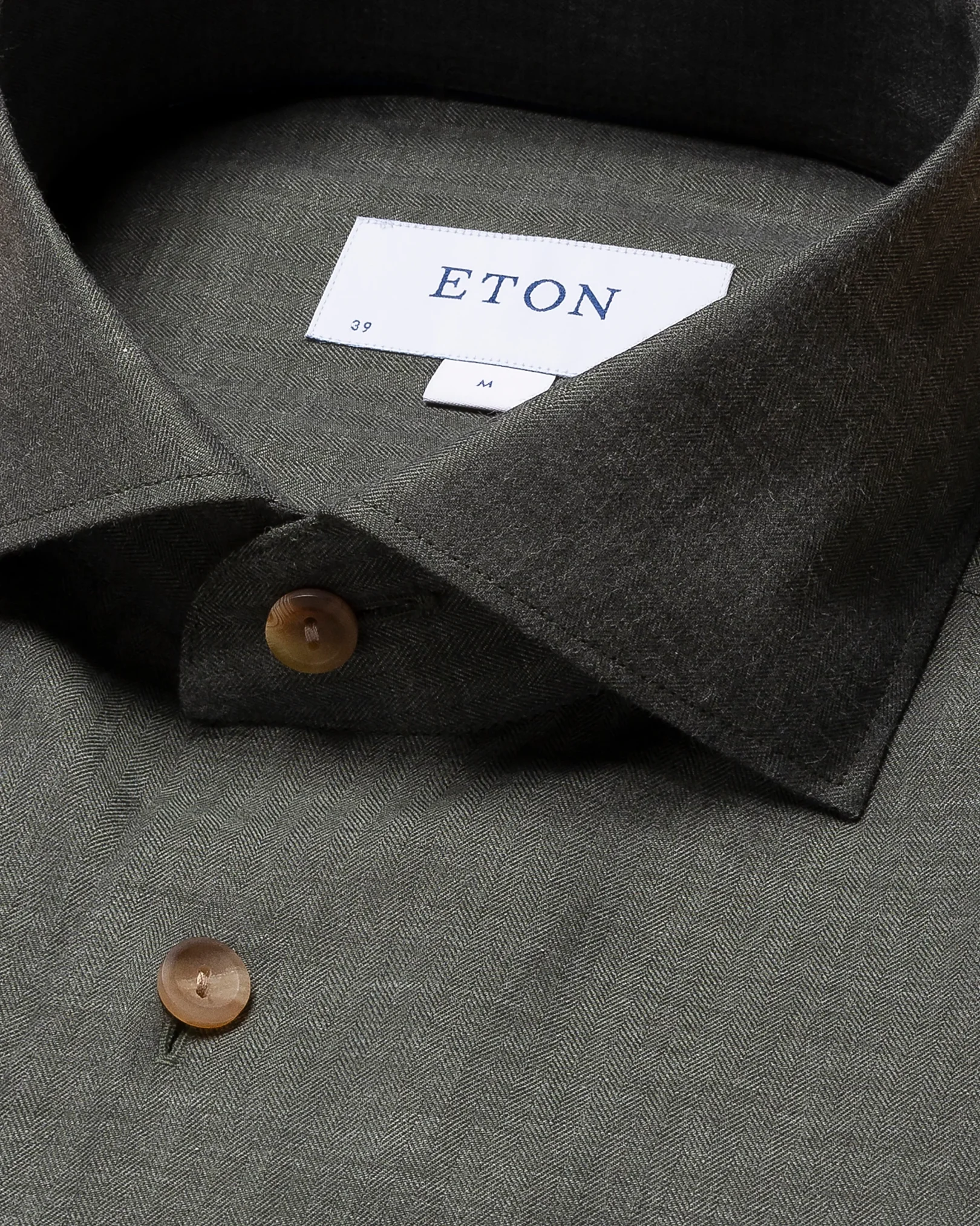 Eton - dark green flannel wide spread