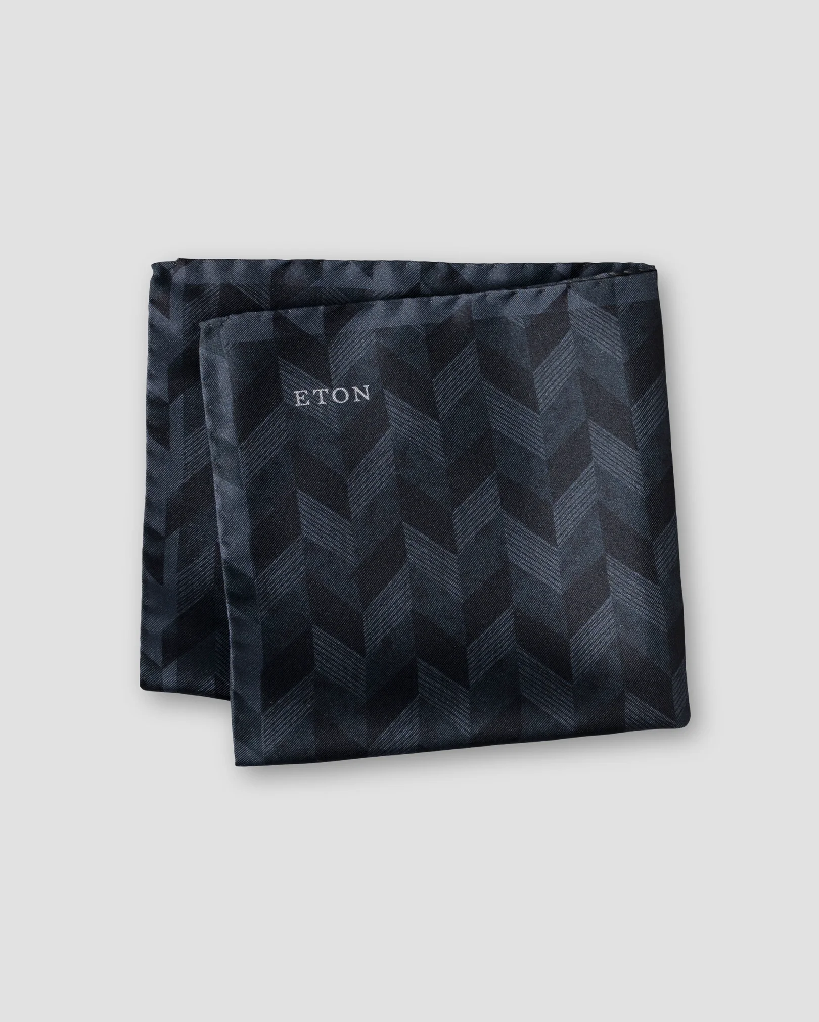 Eton - black chevron silk twill pocket square