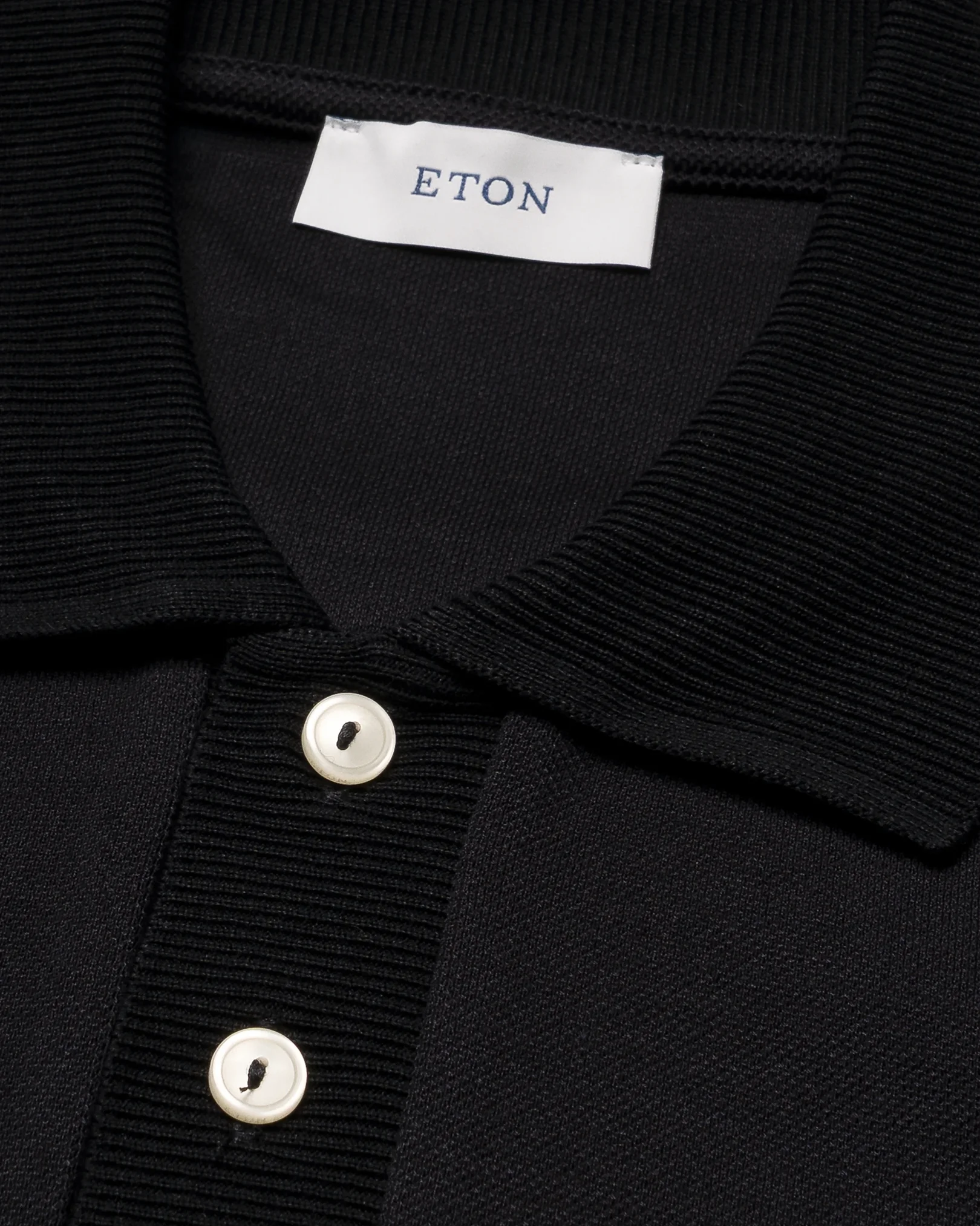 Eton - navy blue self rib cotton polo shirt
