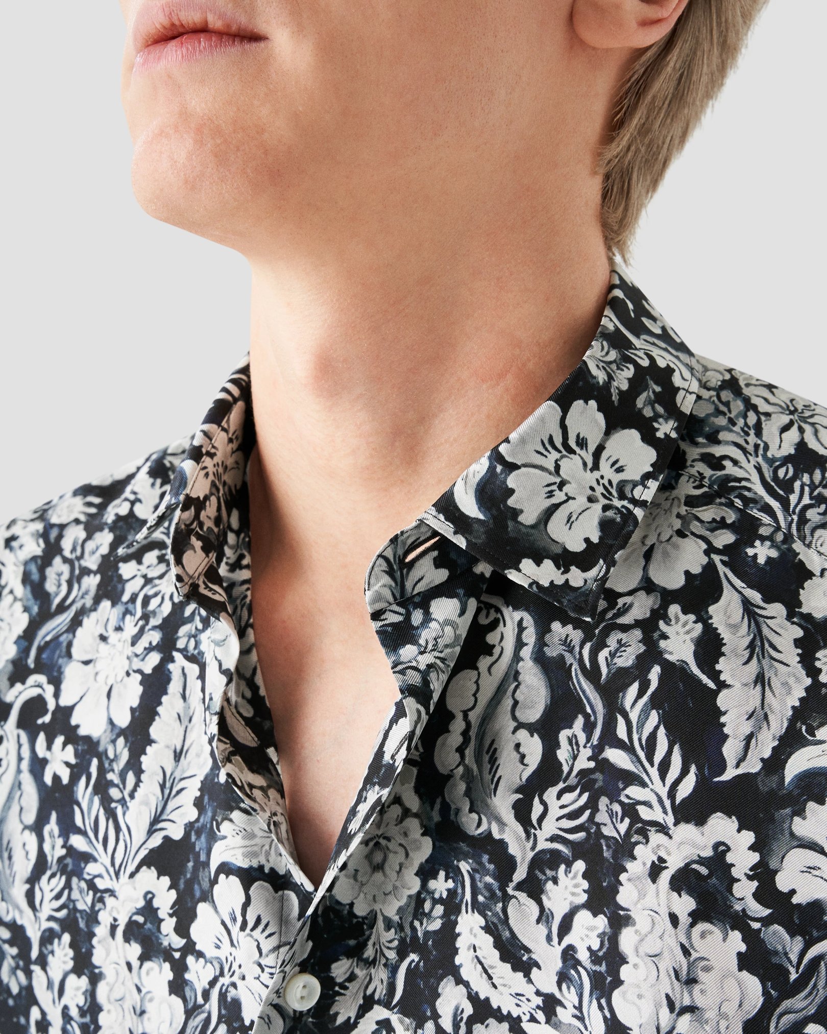 Eton - dark blue floral silk shirt