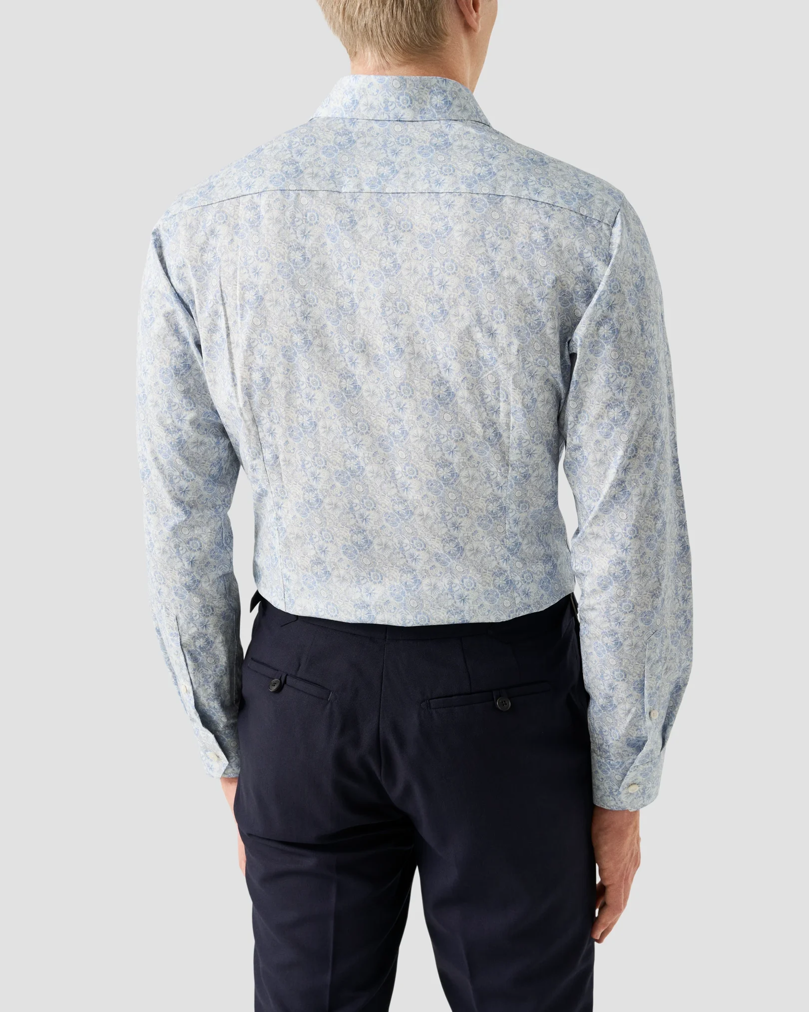 Eton - light blue motif signature twill shirt