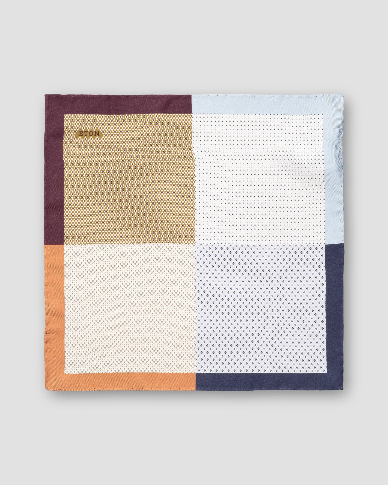Eton - white four sided motif silk twill pocket square
