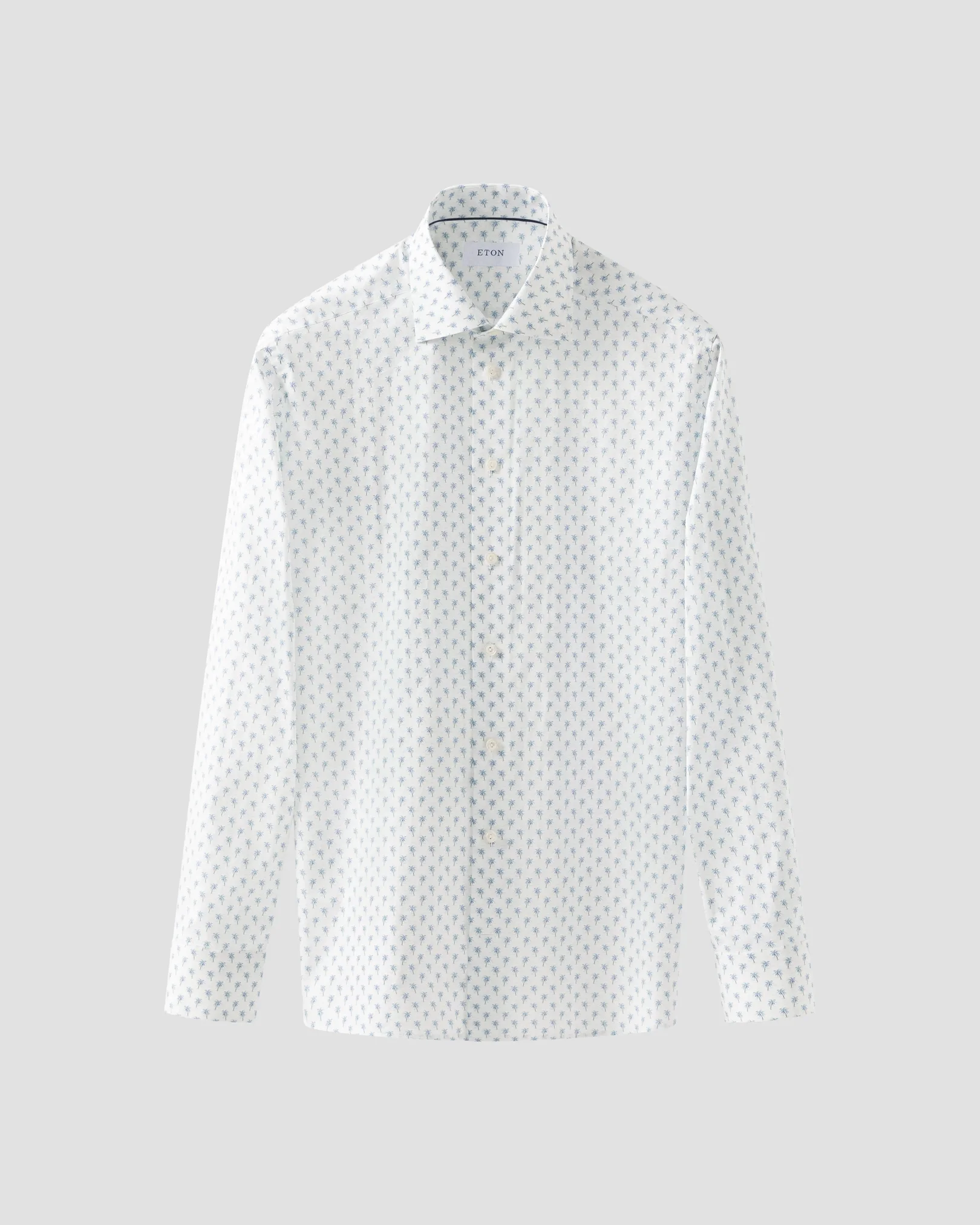 Eton - light blue palm tree signature twill shirt