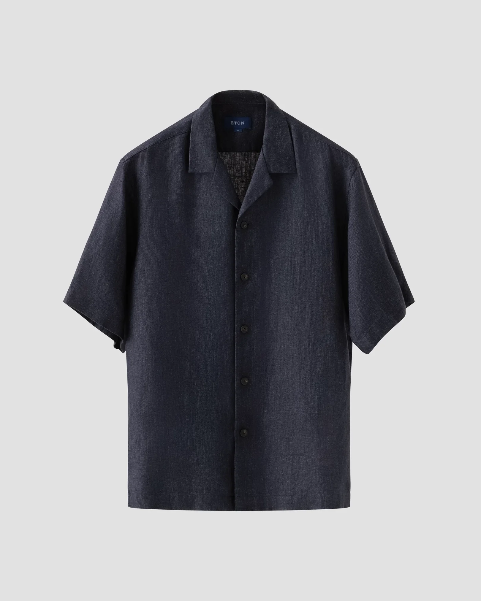 Marinblå resortskjorta i kraftigt linne