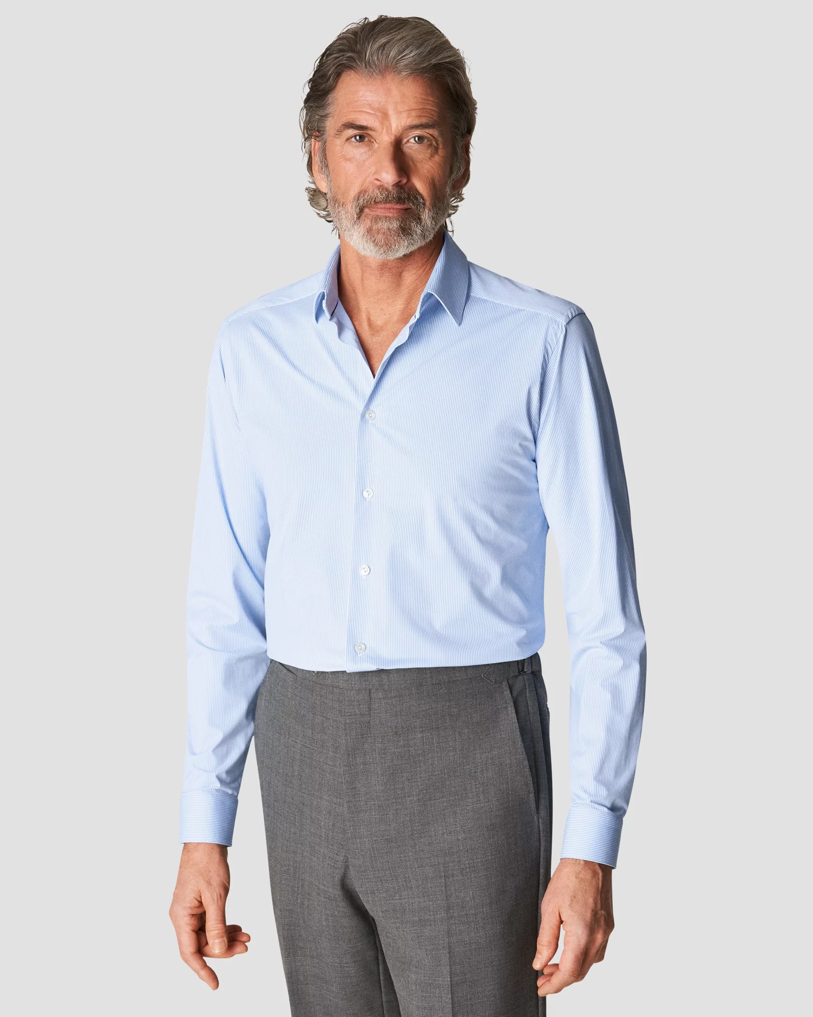 Blue Striped Four-Way Stretch Shirt - Eton