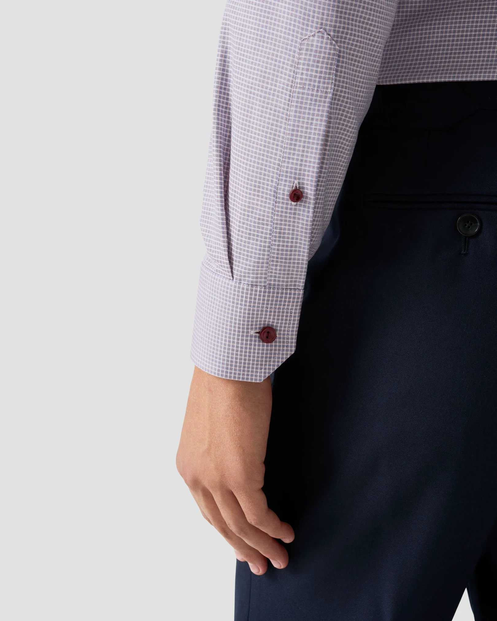 Eton - red check twill shirt