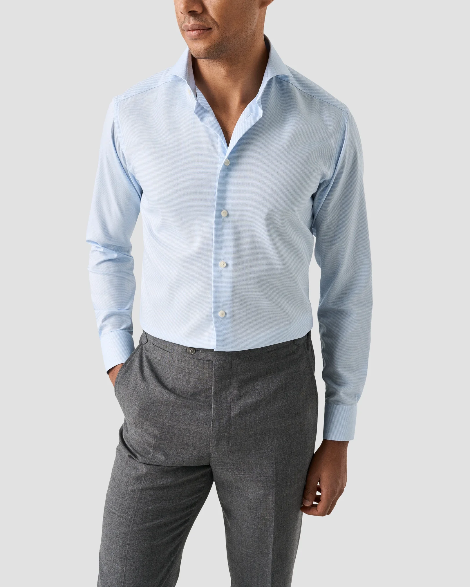 Eton - blue solid signature oxford shirt