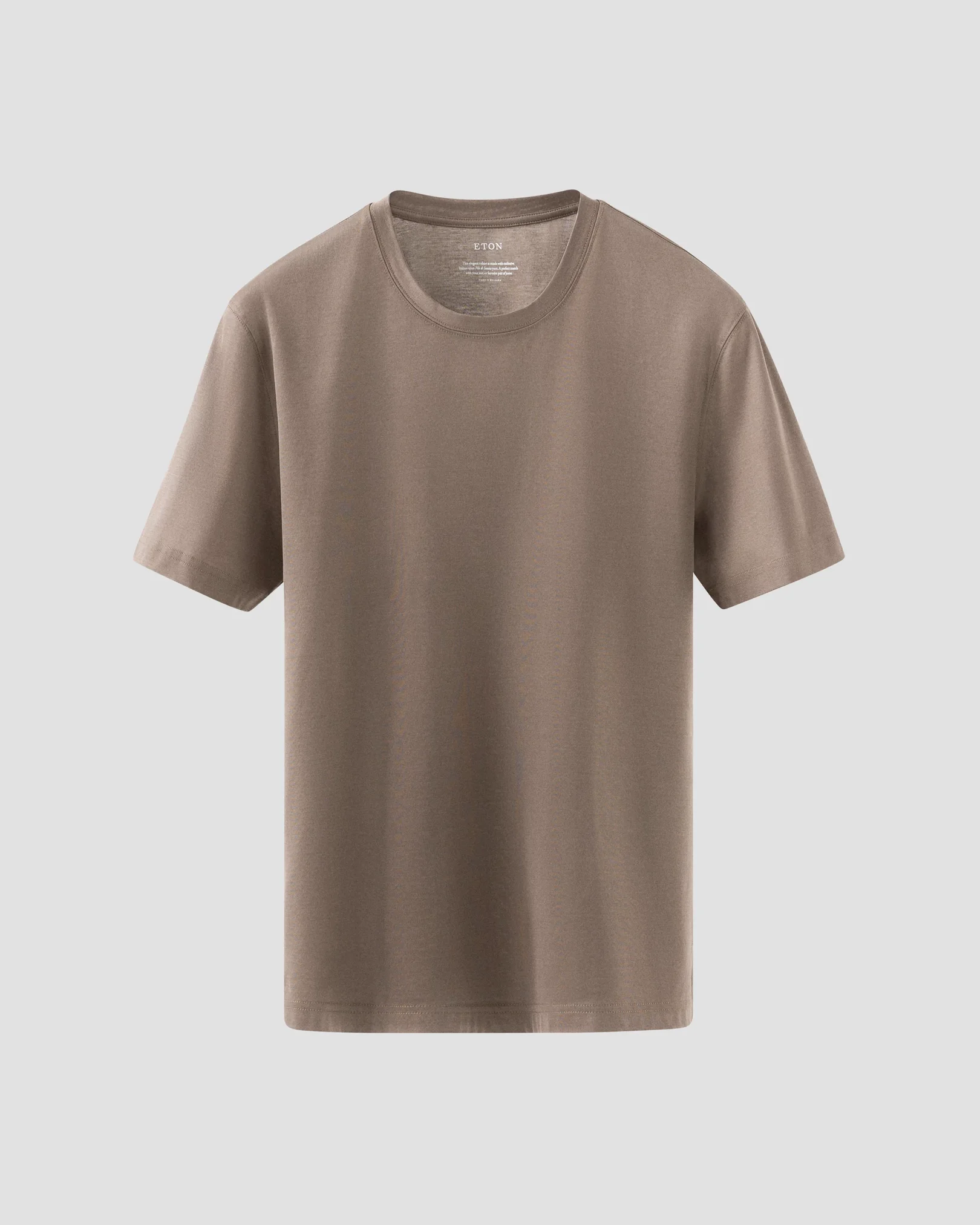 Eton - beige neckrib t shirt short sleeve plain t shirt