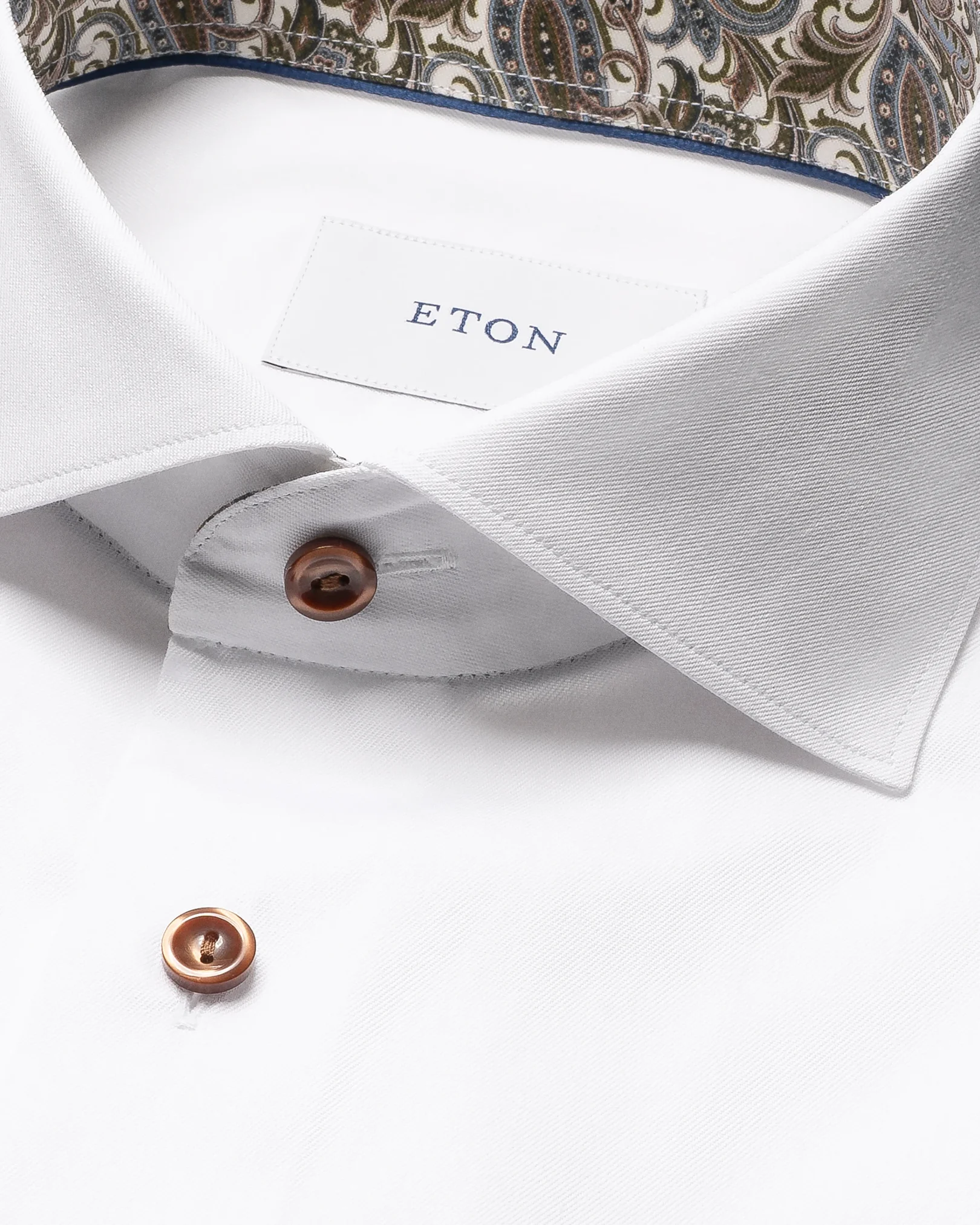 Eton - white paisley effect signature twill shirt wide spread 266