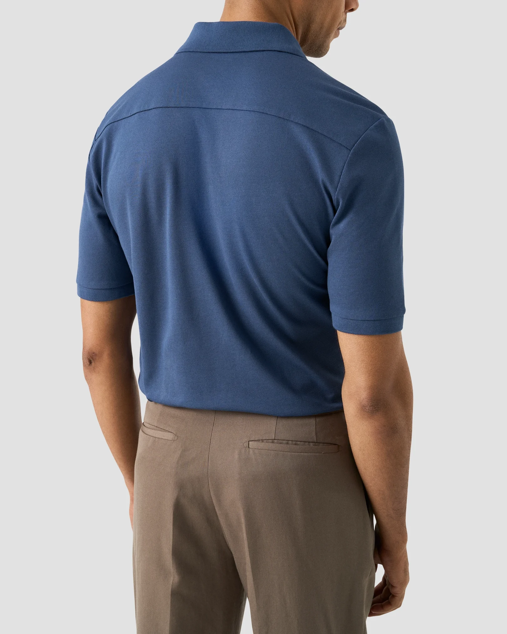 Eton - mid blue pima cotton pique polo