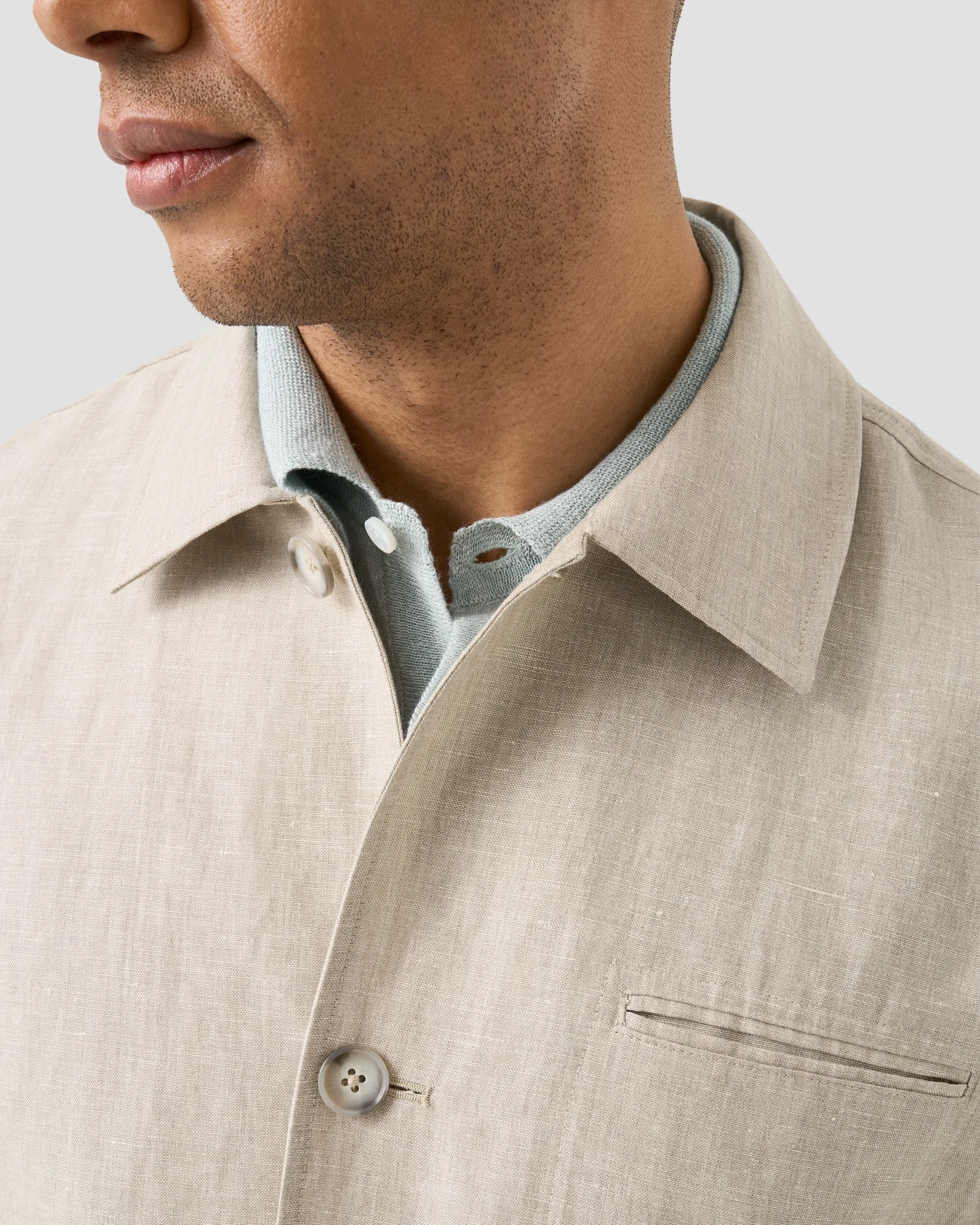 Eton - beige wool linen chore overshirt