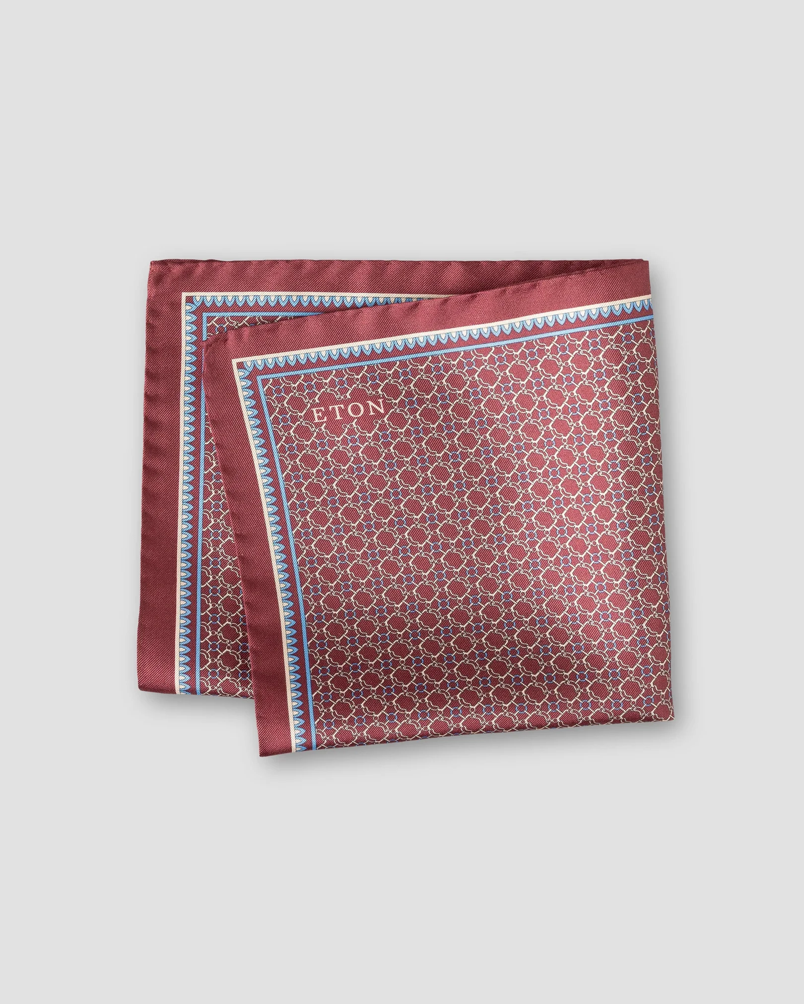 Eton - dark red chain print pocket square