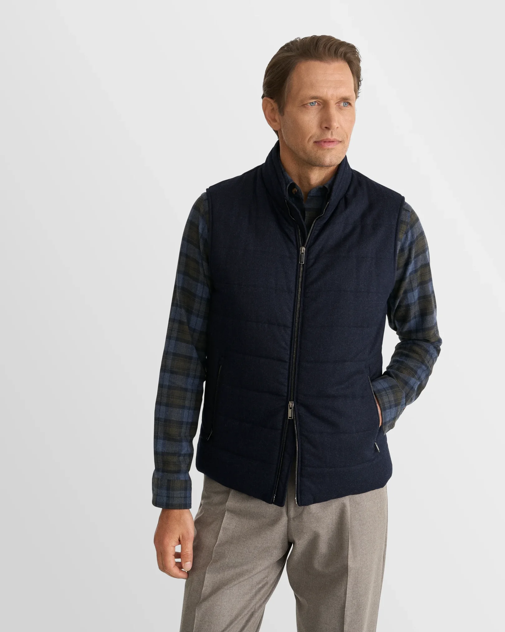 Eton - Wool Flannel Zip Vest