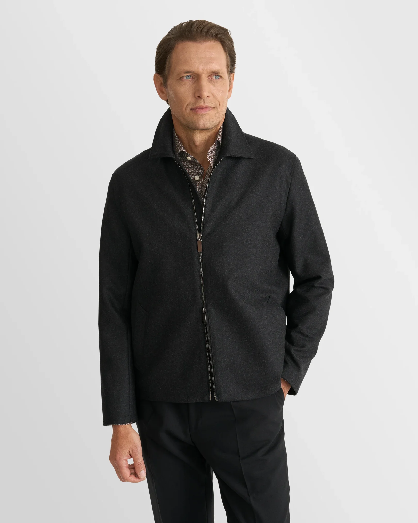 Eton - dark red geometric signature twill shirt