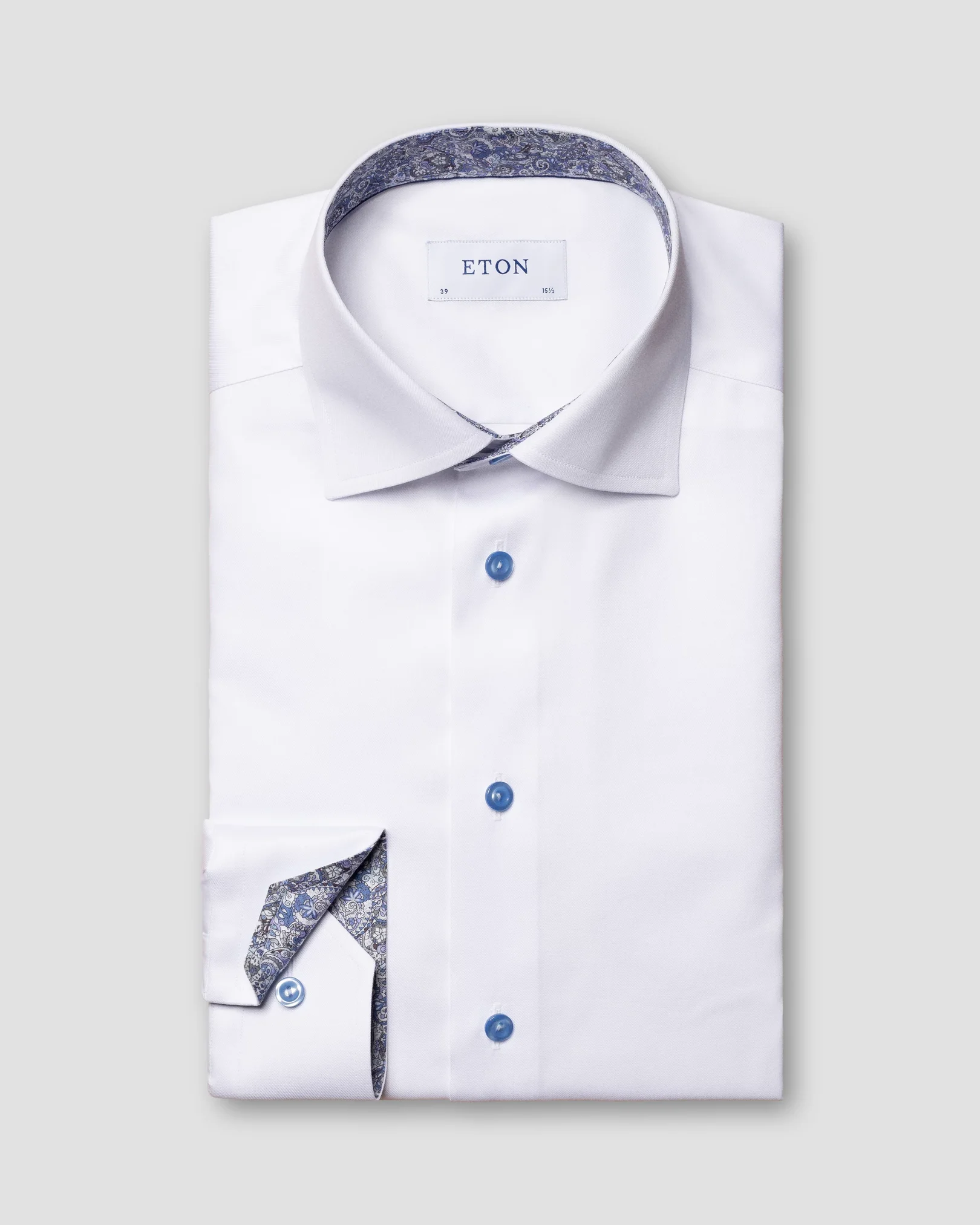 Eton - white signature twill shirt paisley details