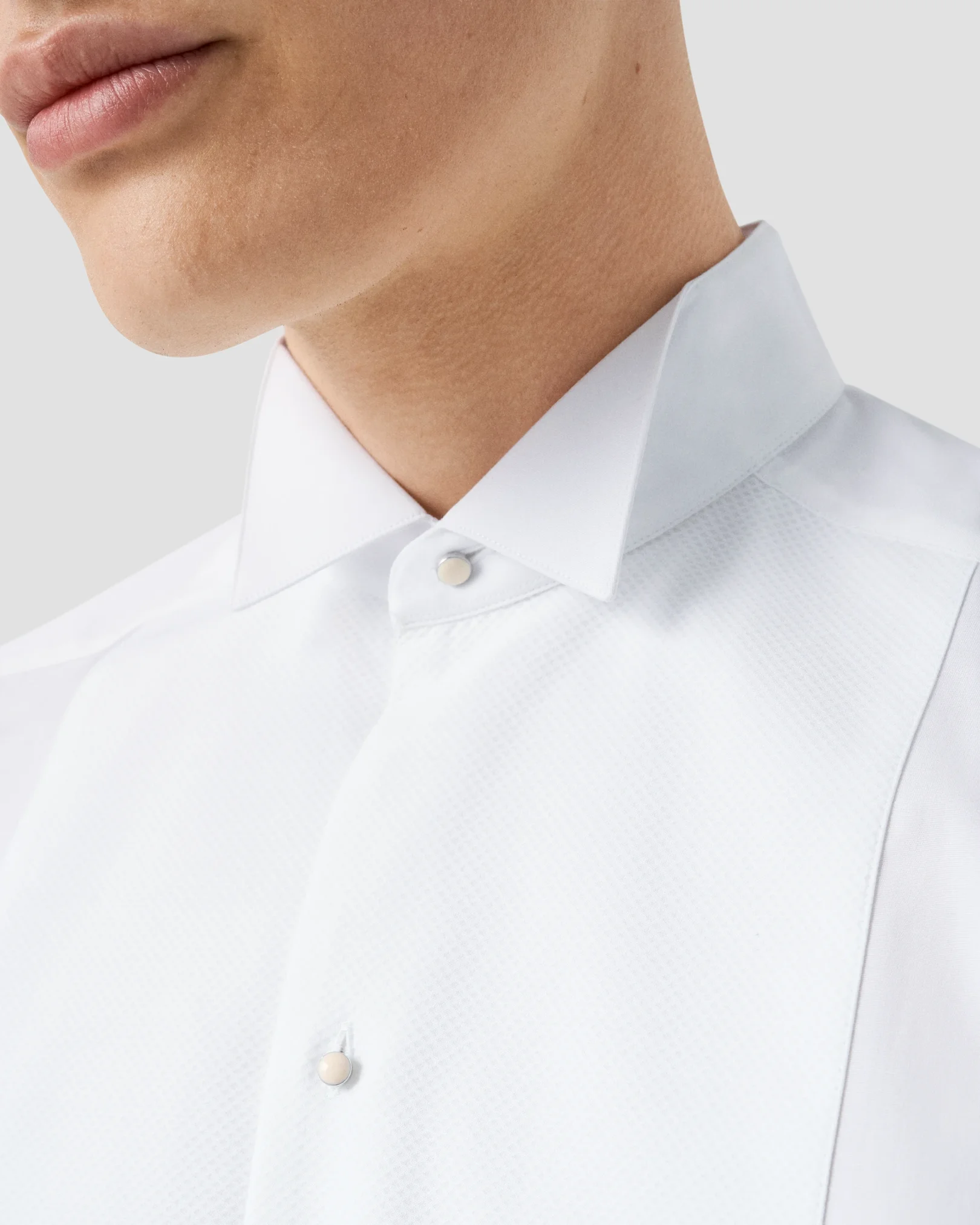 Eton - pique white tie shirt
