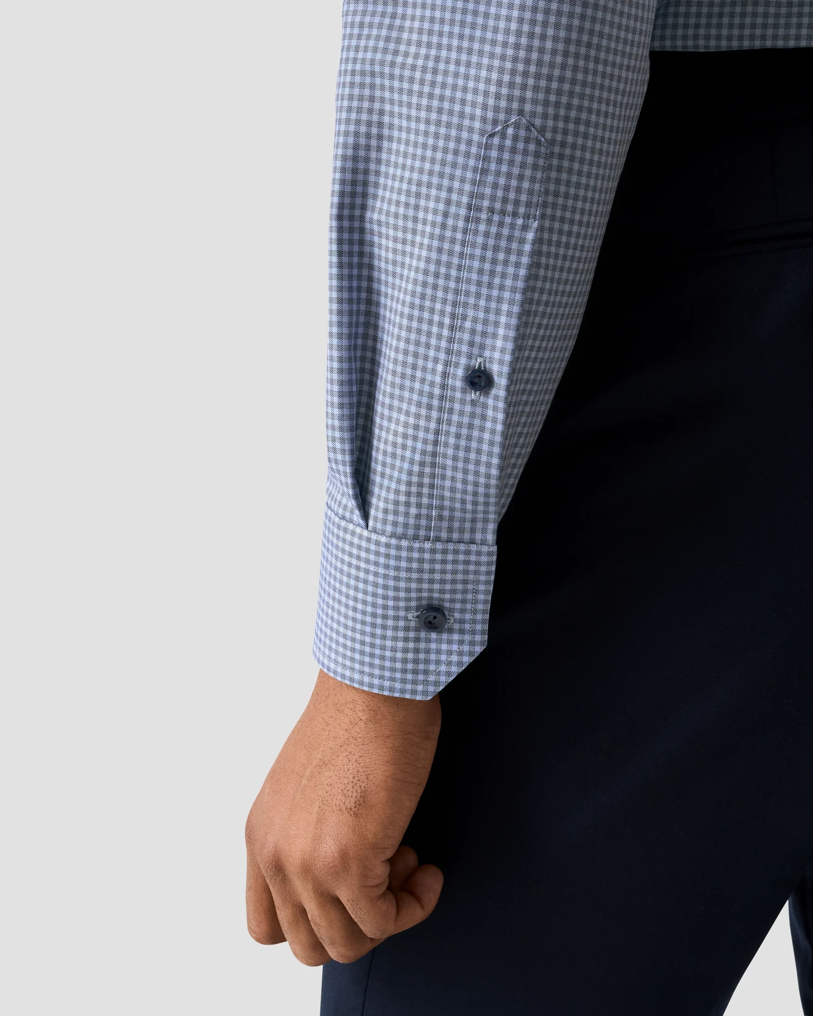 Eton - dark blue check twill shirt