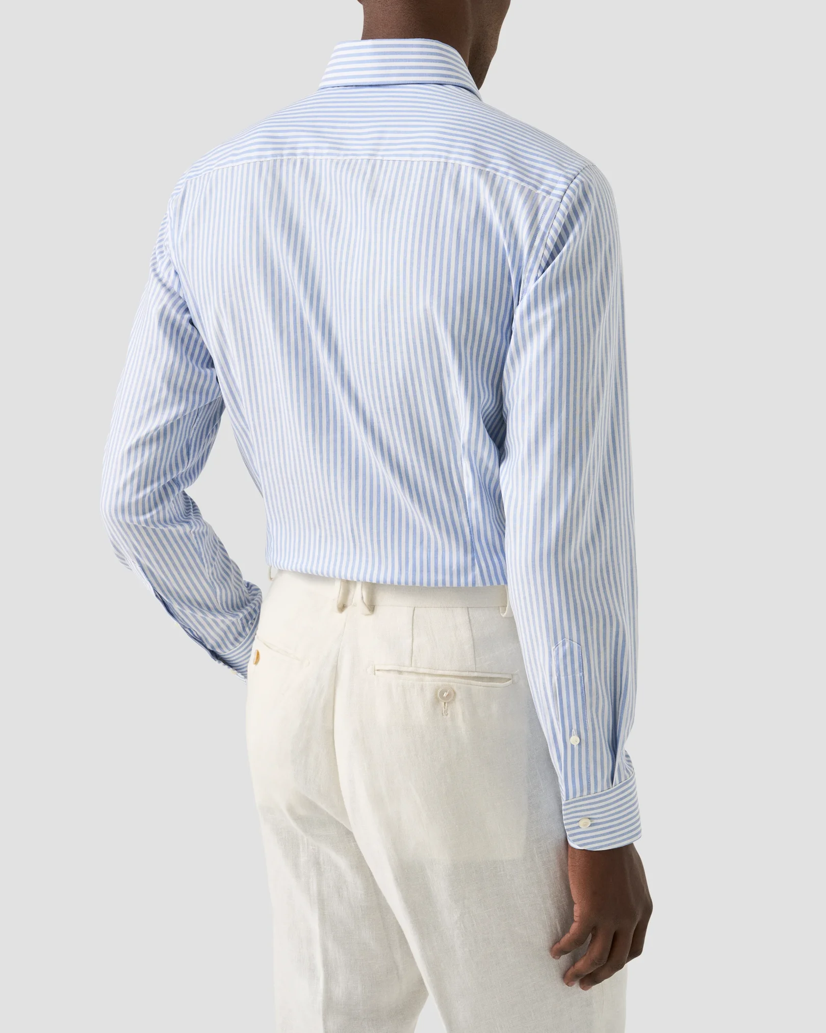 Eton - striped signature oxford shirt wide spread rounded