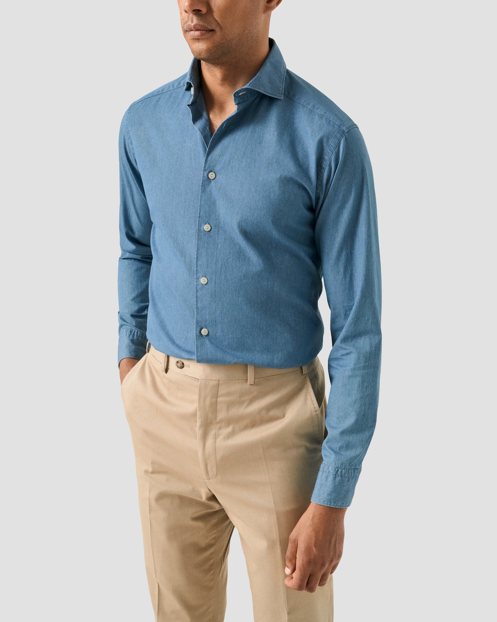 Eton - Mid Blue Lightweight Denim Shirt
