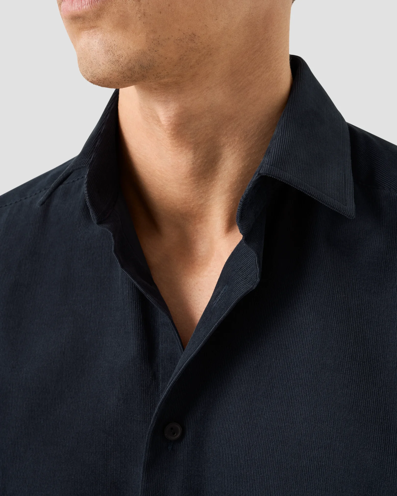 Eton - solid corduroy shirt navy blue solid corduroy shirt