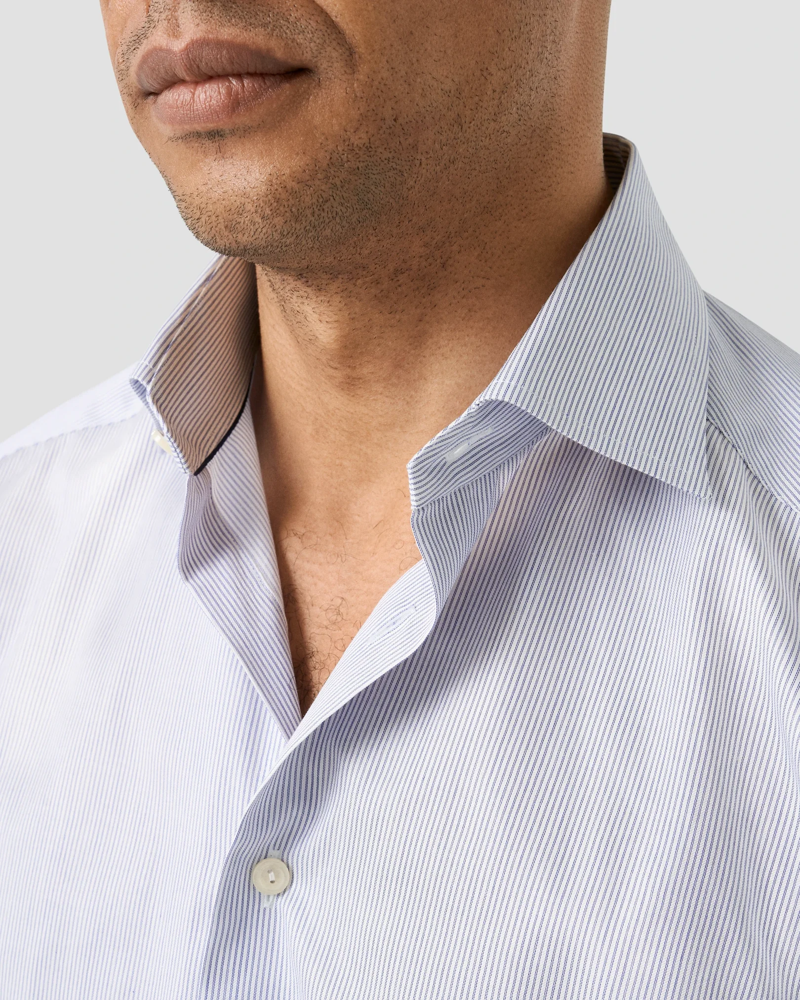 Eton - dark blue fine striped signature twill shirt 256