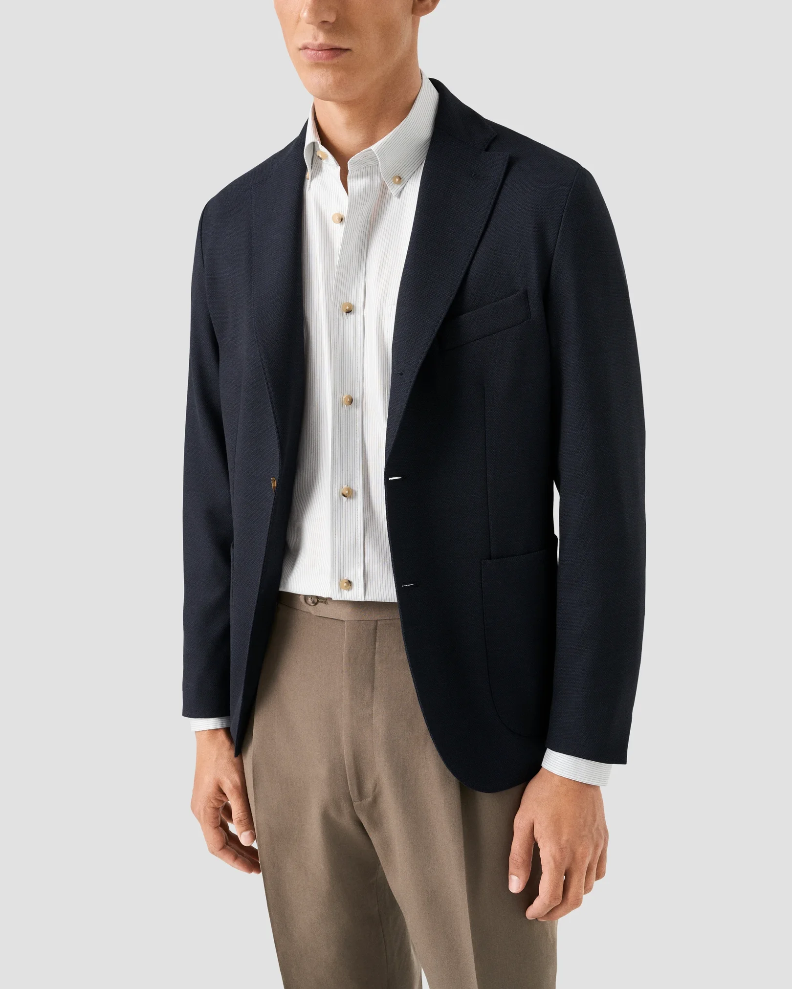 Eton - mid green striped oxford shirt 258