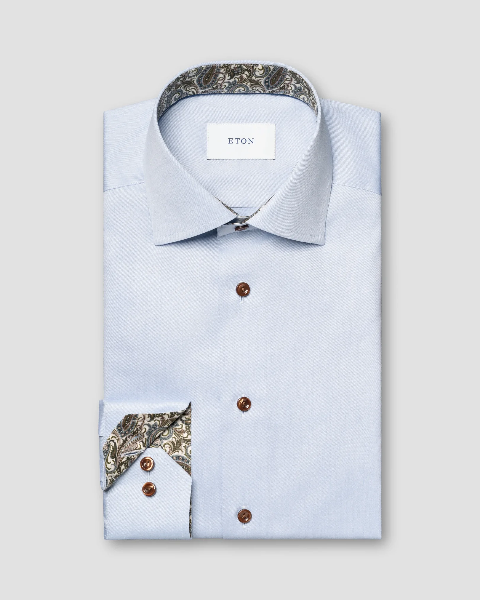 Eton - light blue paisley effect signature twill shirt