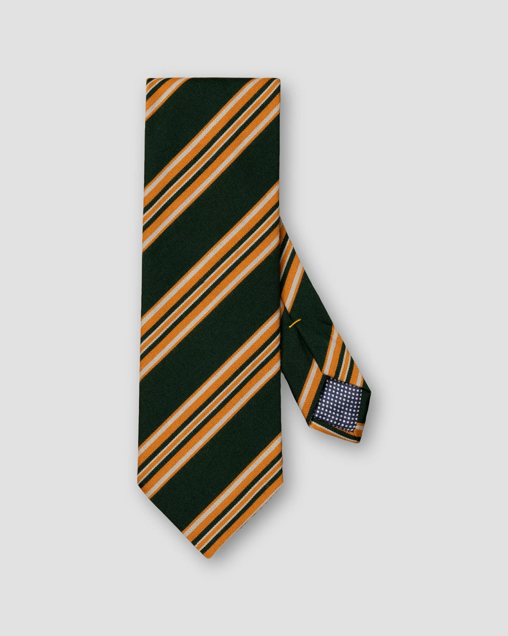 Woll-Baumwoll-Krawatte mit Regimentsstreifen Dunkelgrün
