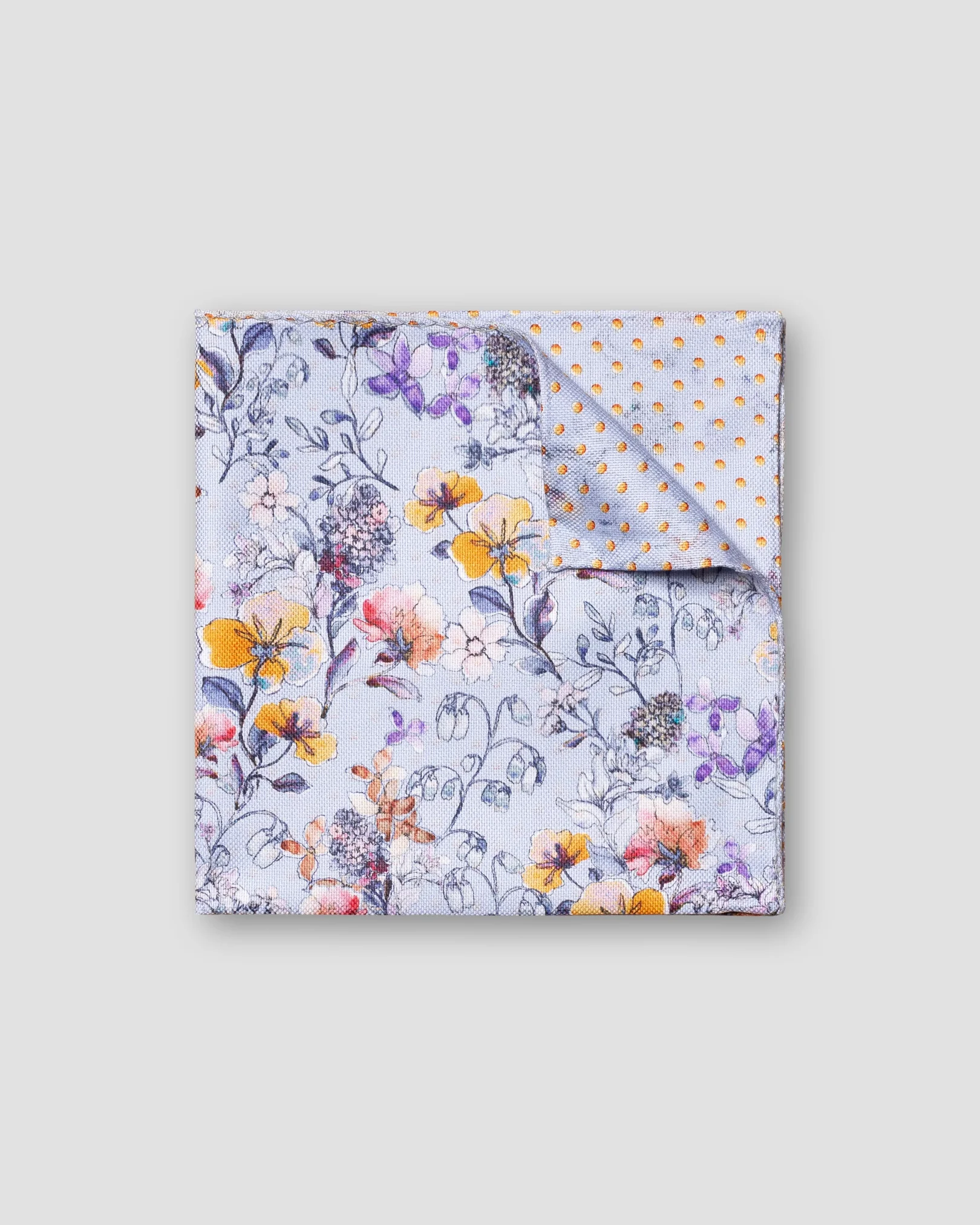 Eton - blue floral print two face cotton pocket square