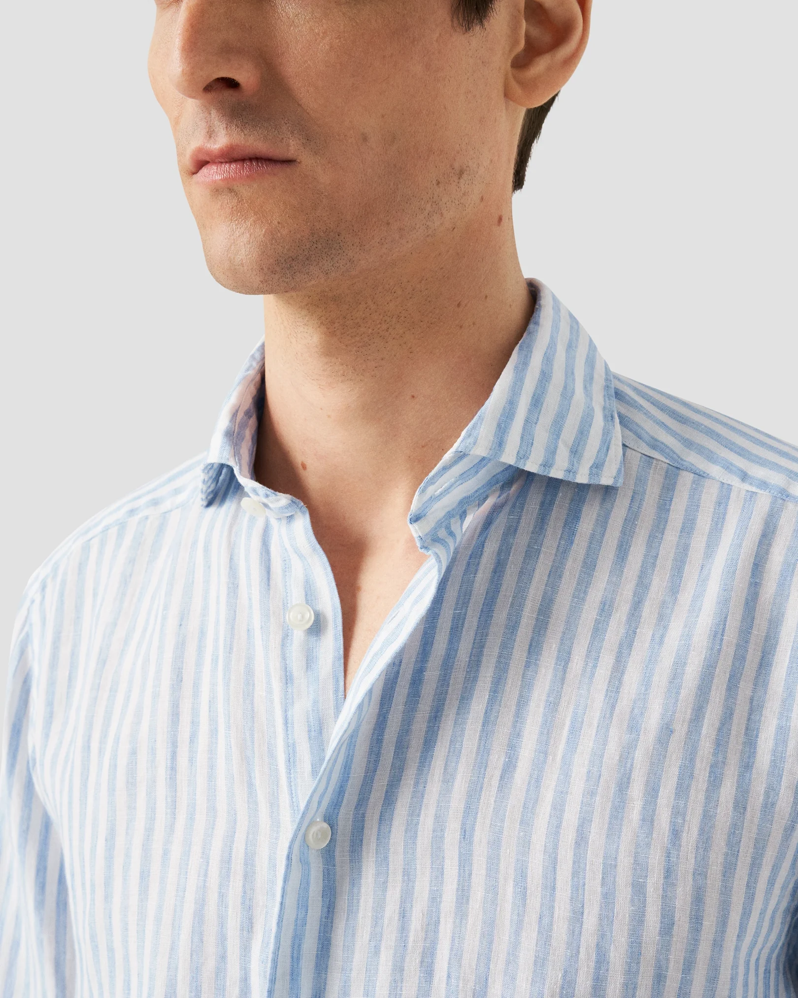 Eton - Light Blue Striped Linen Shirt
