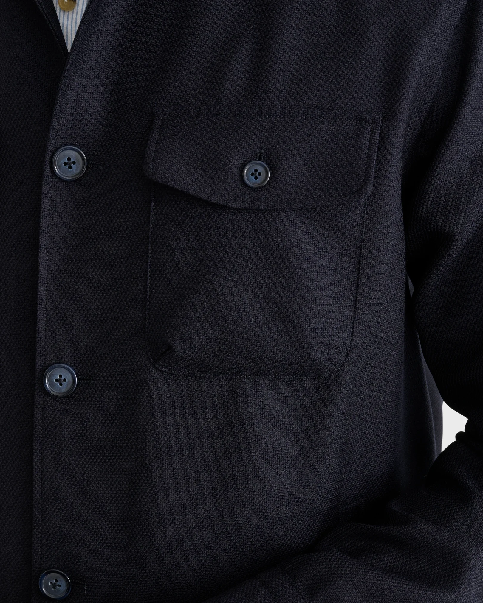 Eton - navy blue wool hopsack shirt jacket