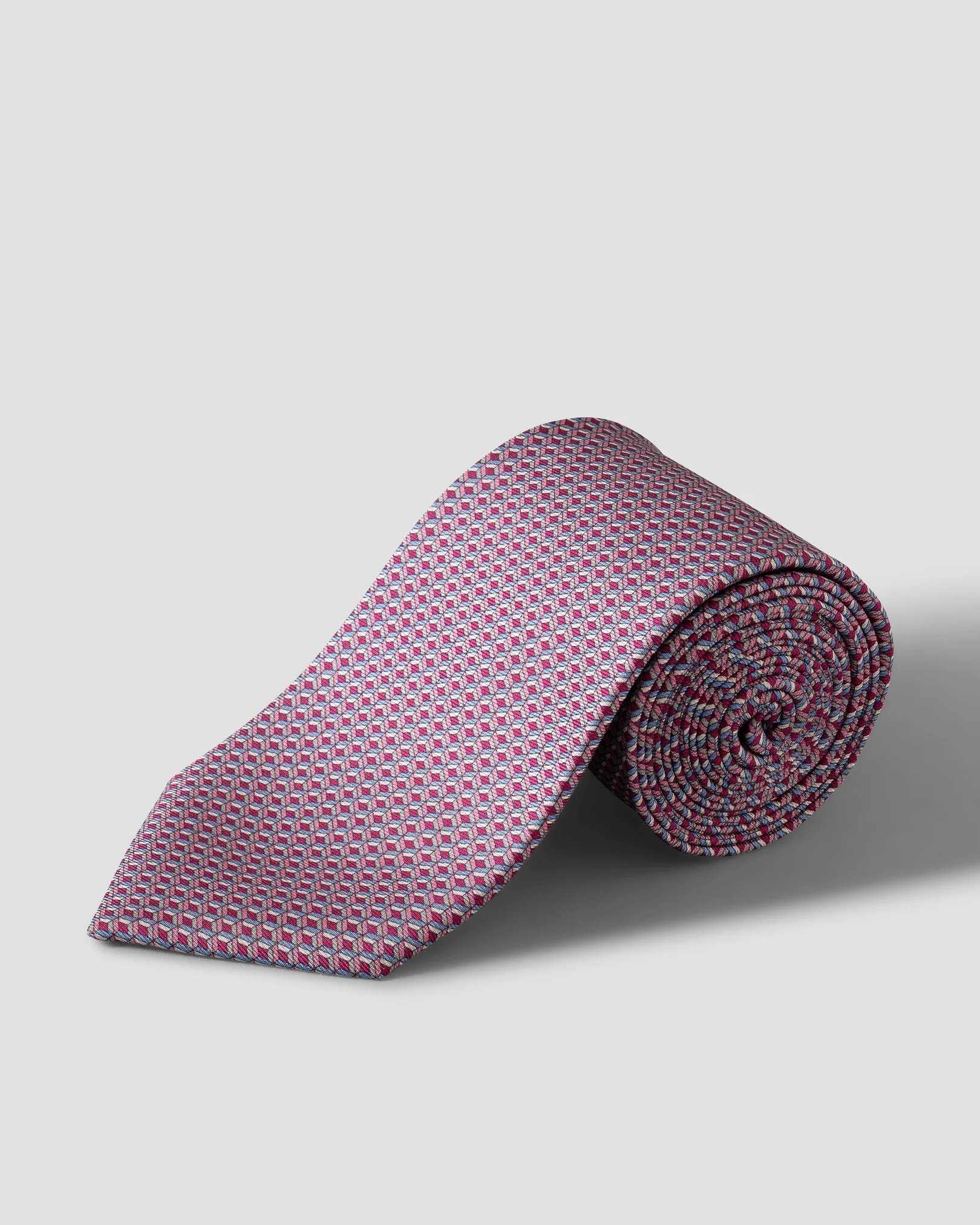 Eton - pink geometrical print silk tie