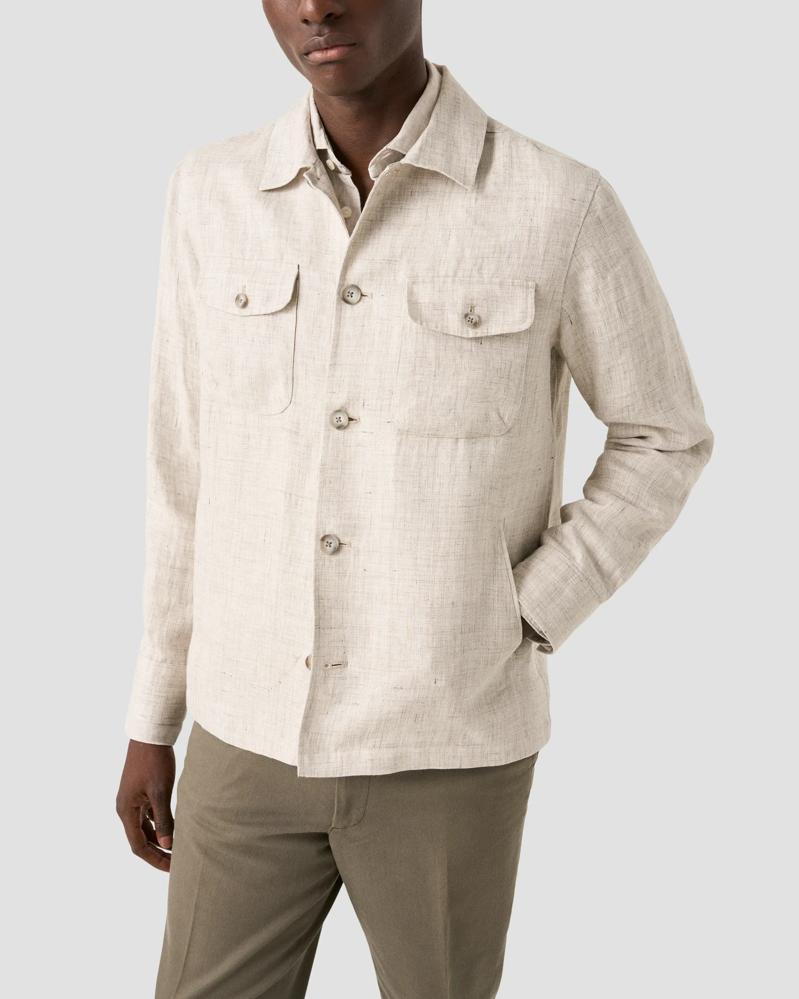 Eton - beige four pocket linen overshirt