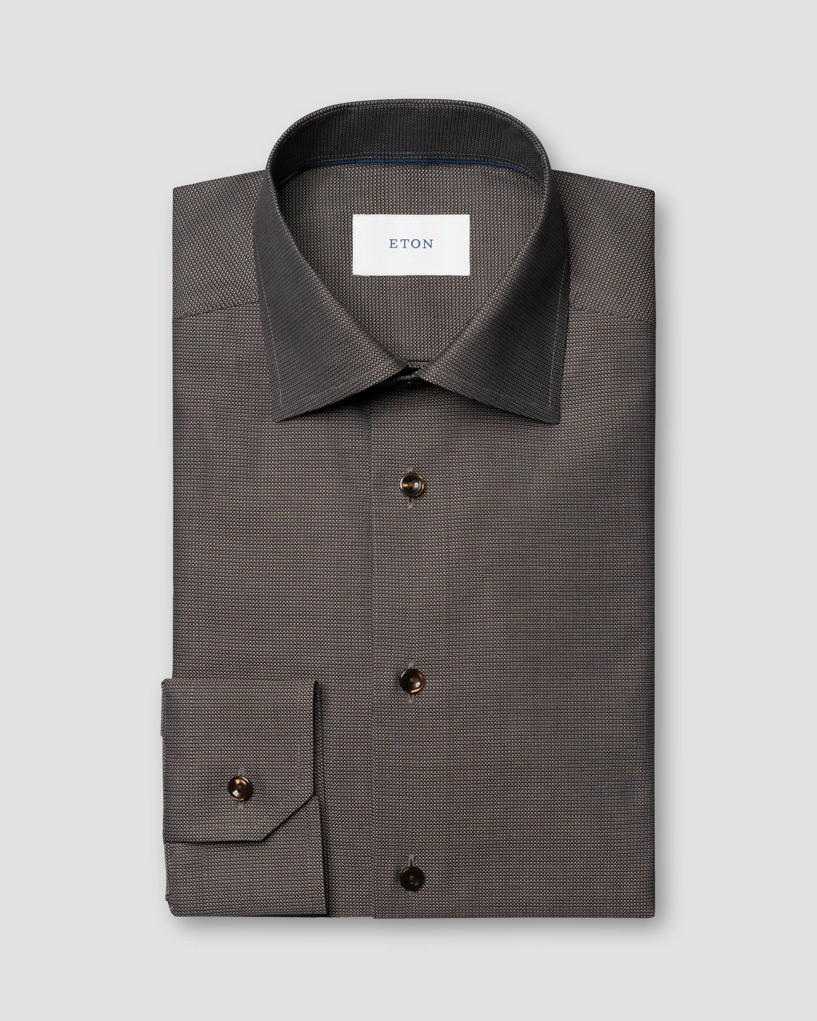 Eton - dark brown semi solid royal oxford shirt