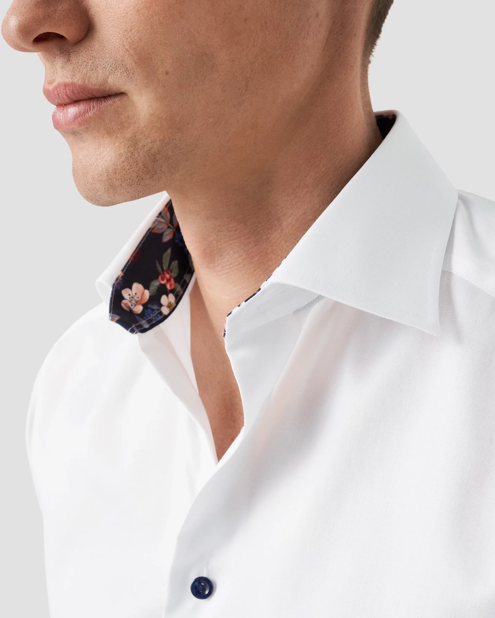 Eton - white signature twill floral details shirt