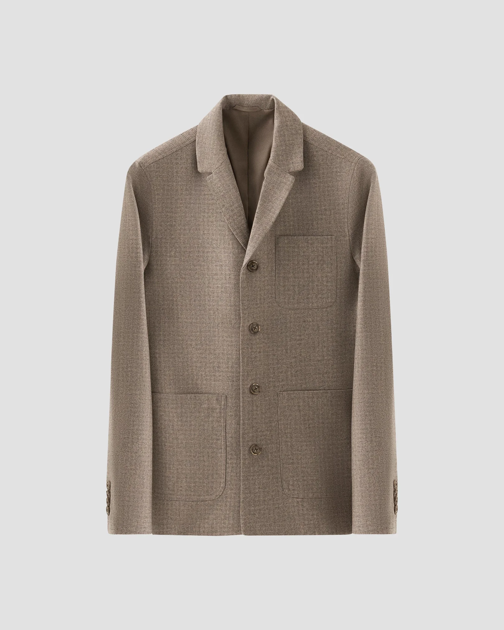 Eton - Surchemise marron à carreaux en flanelle laine et cachemire