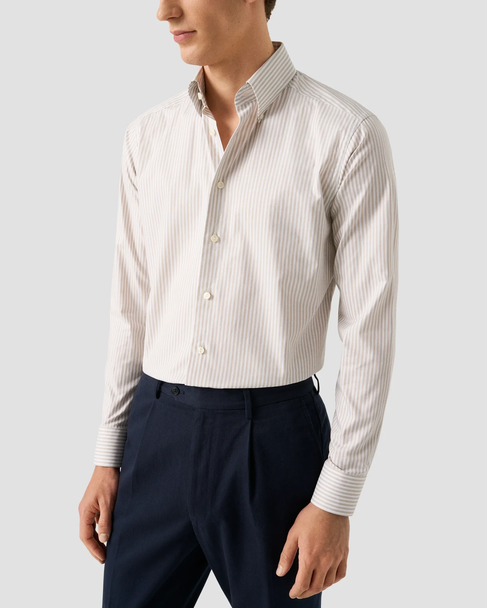 Eton - beige stripe signature oxford shirt