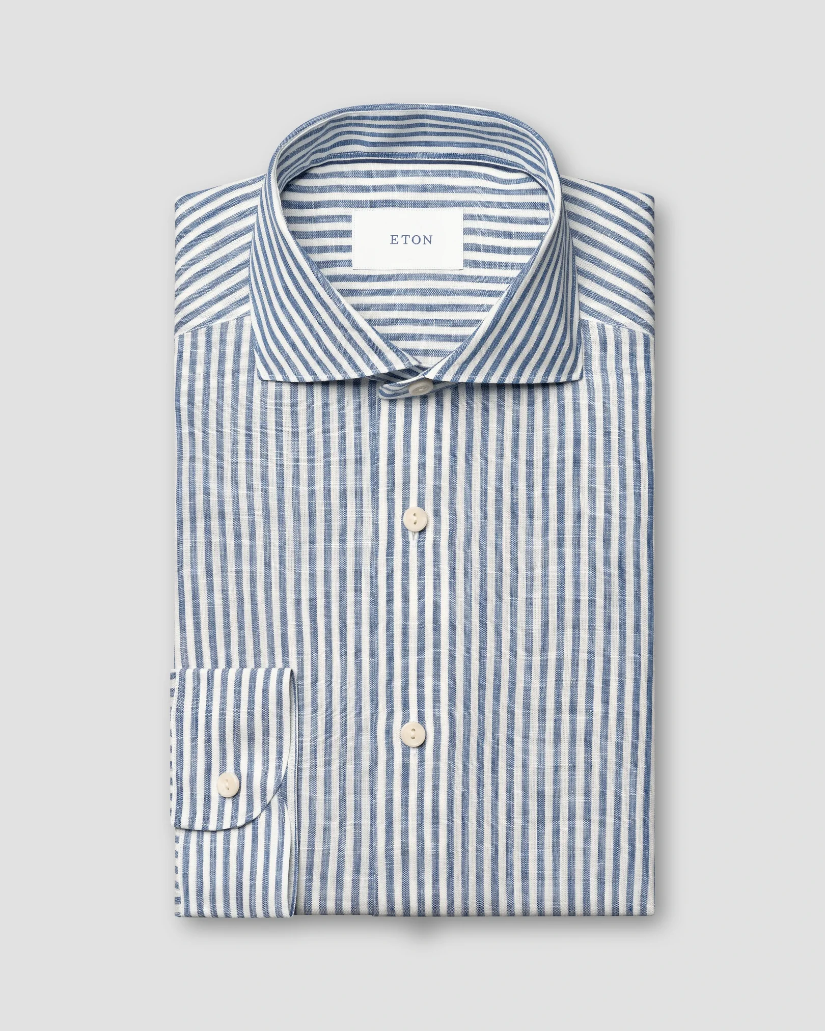 Eton - dark blue striped linen shirt