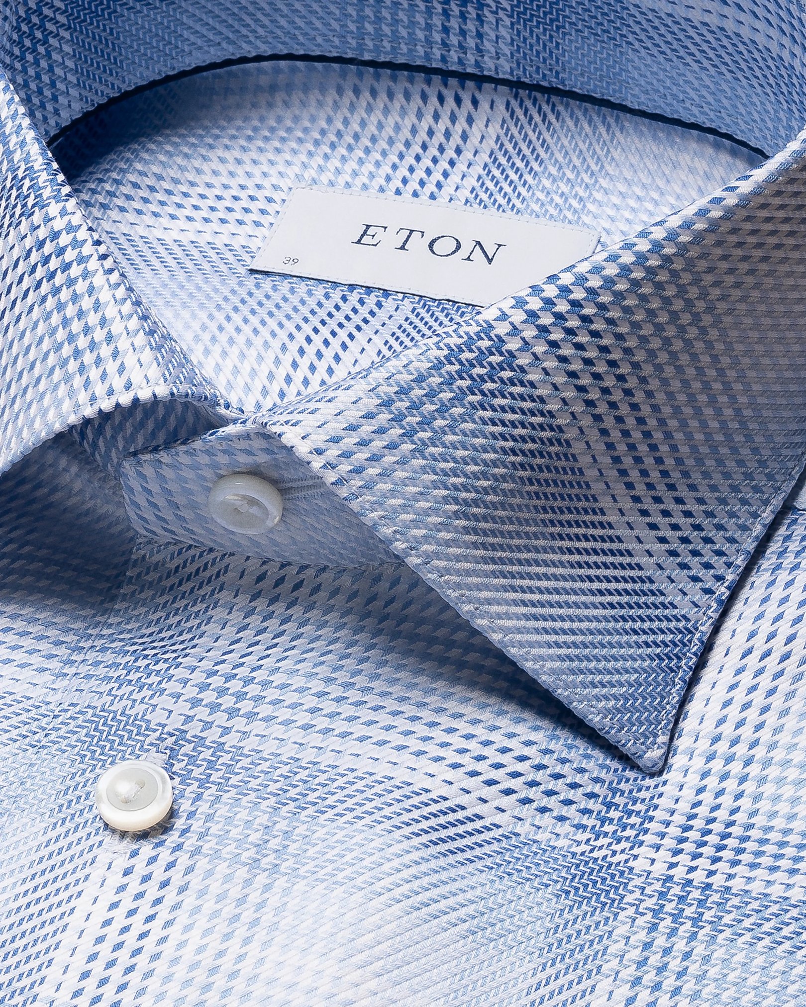 Eton - light blue checked textured twill