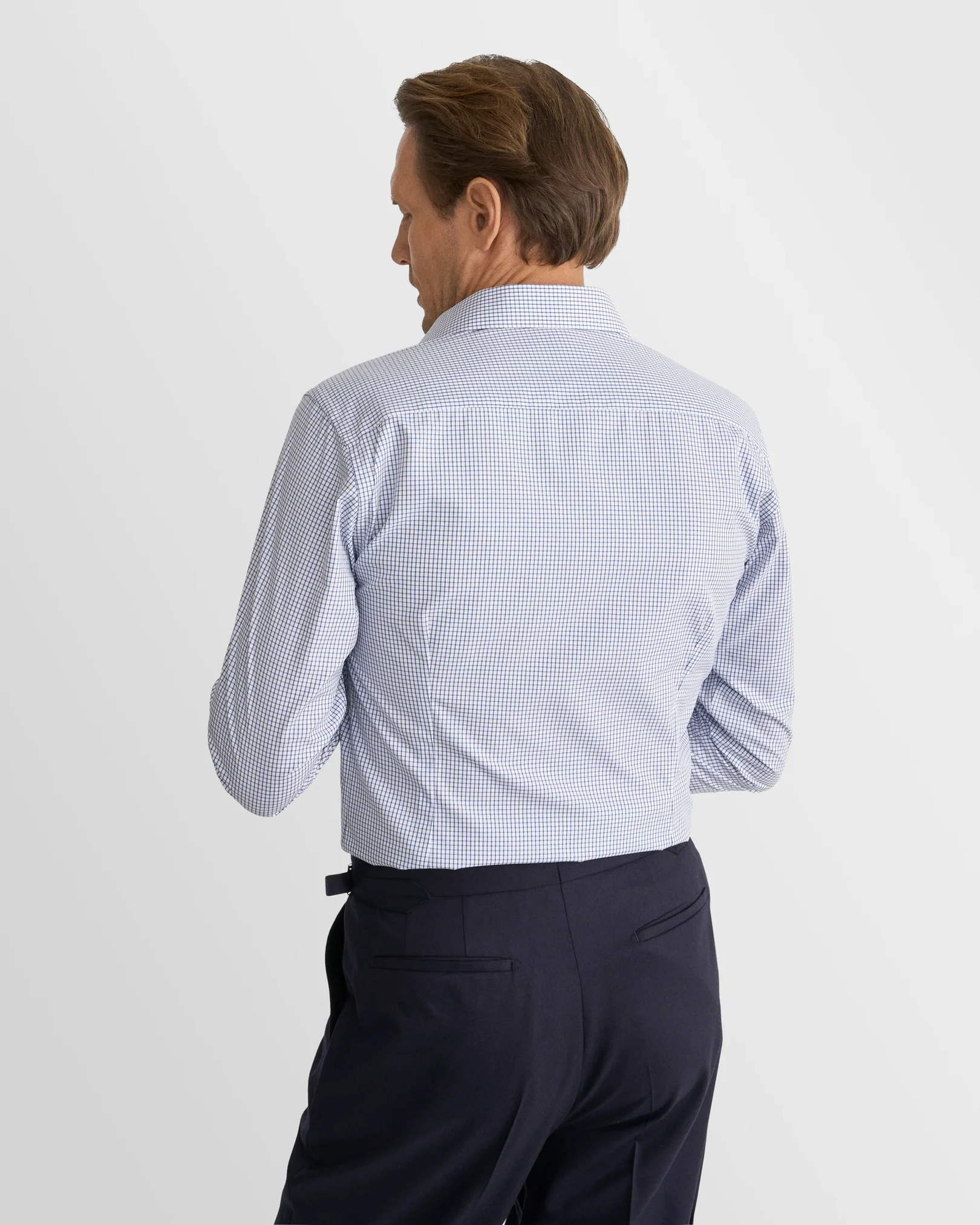 Eton - dark blue check supima 120 shirt