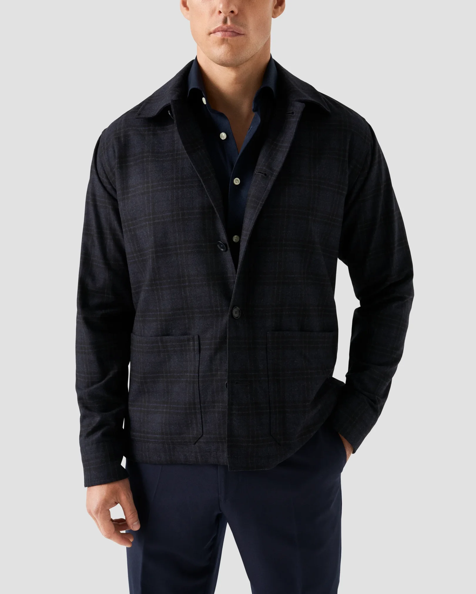 Eton - blue knit king shirt