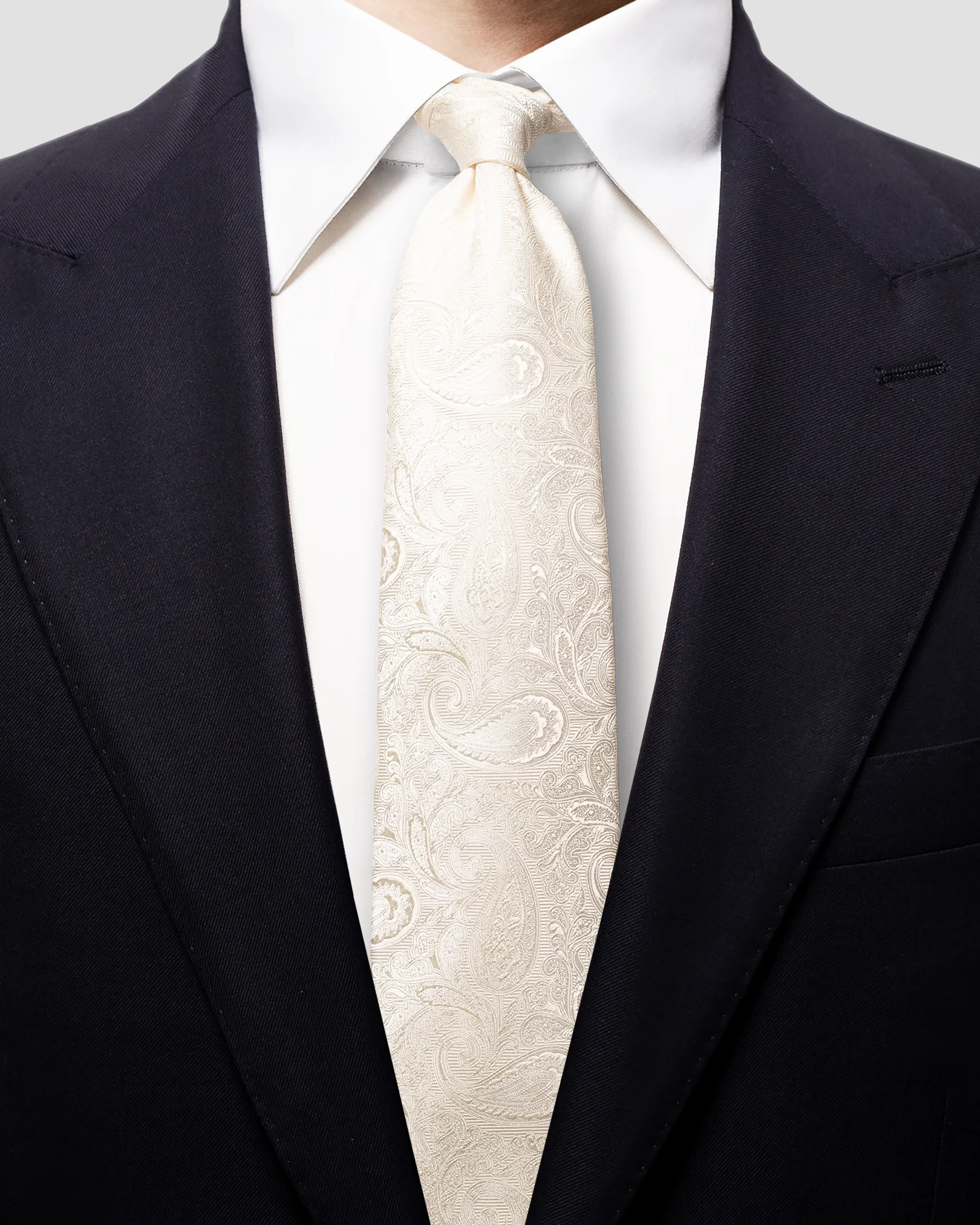 Eton - off white lustrous paisley tie