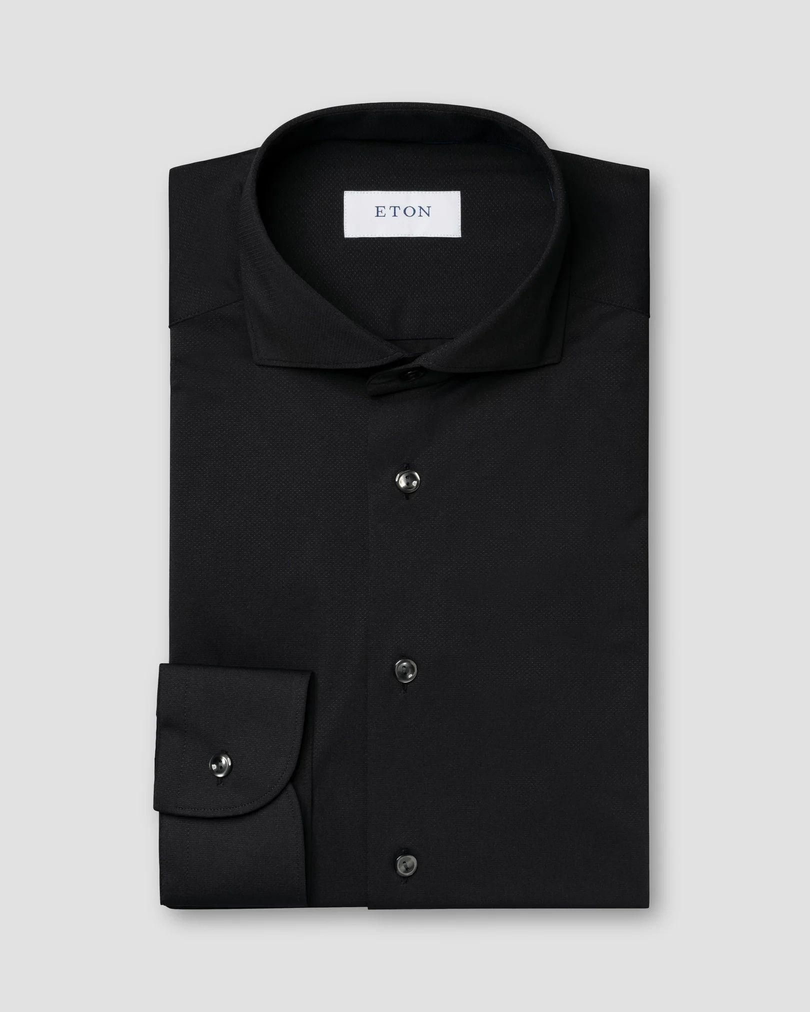 Eton - Black Solid Four-Way Strech Shirt