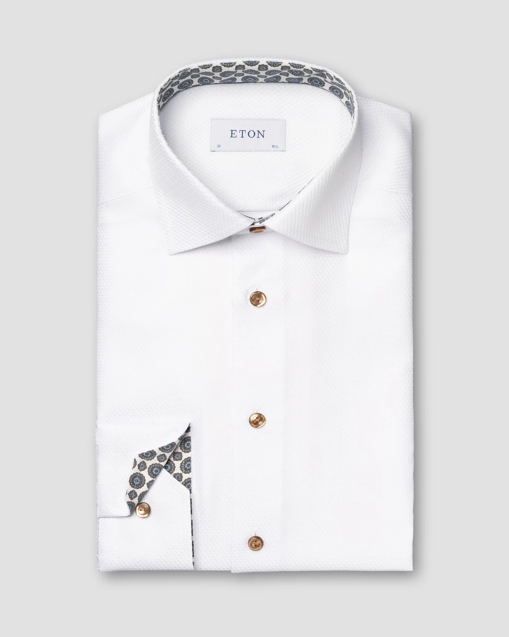 White Dobby Shirt - Medallion Contrast Details
